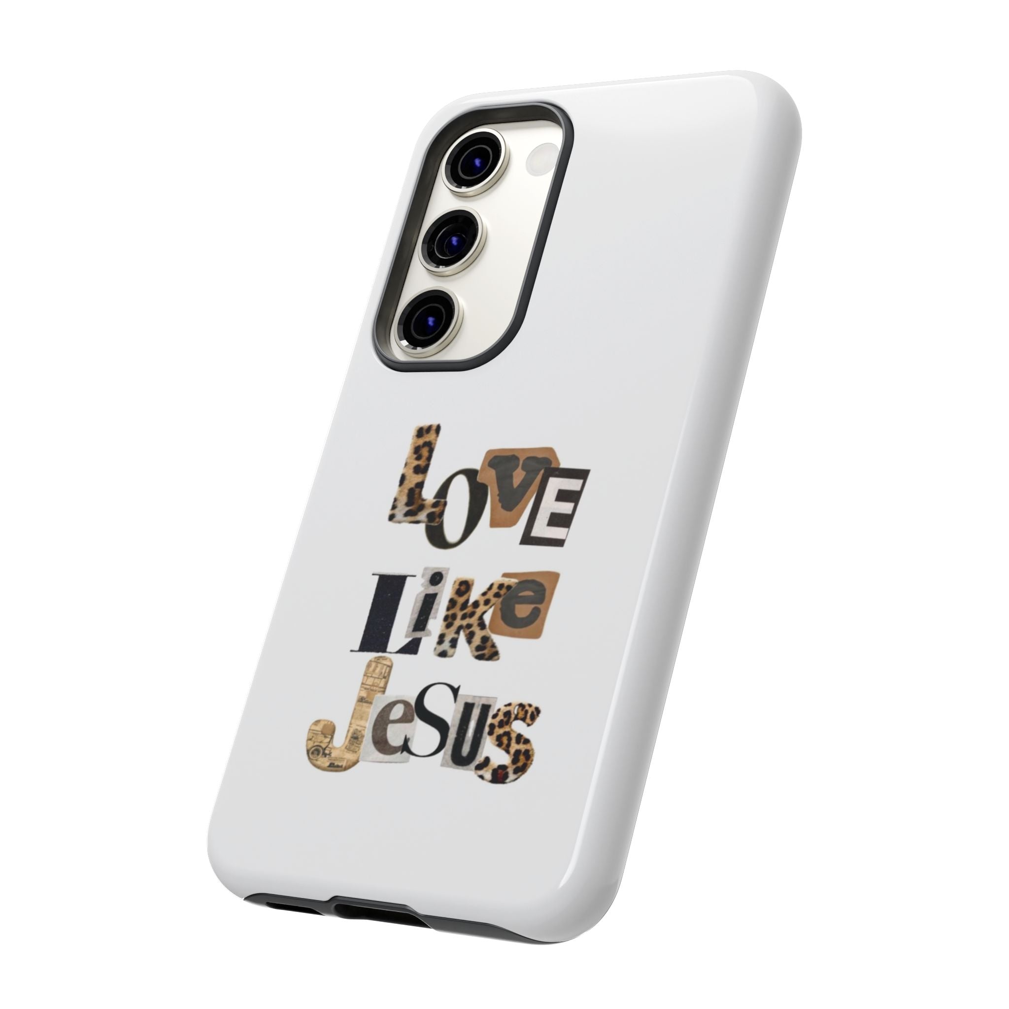 "Love Like Jesus" Leopard Print Christian Tough Phone Case