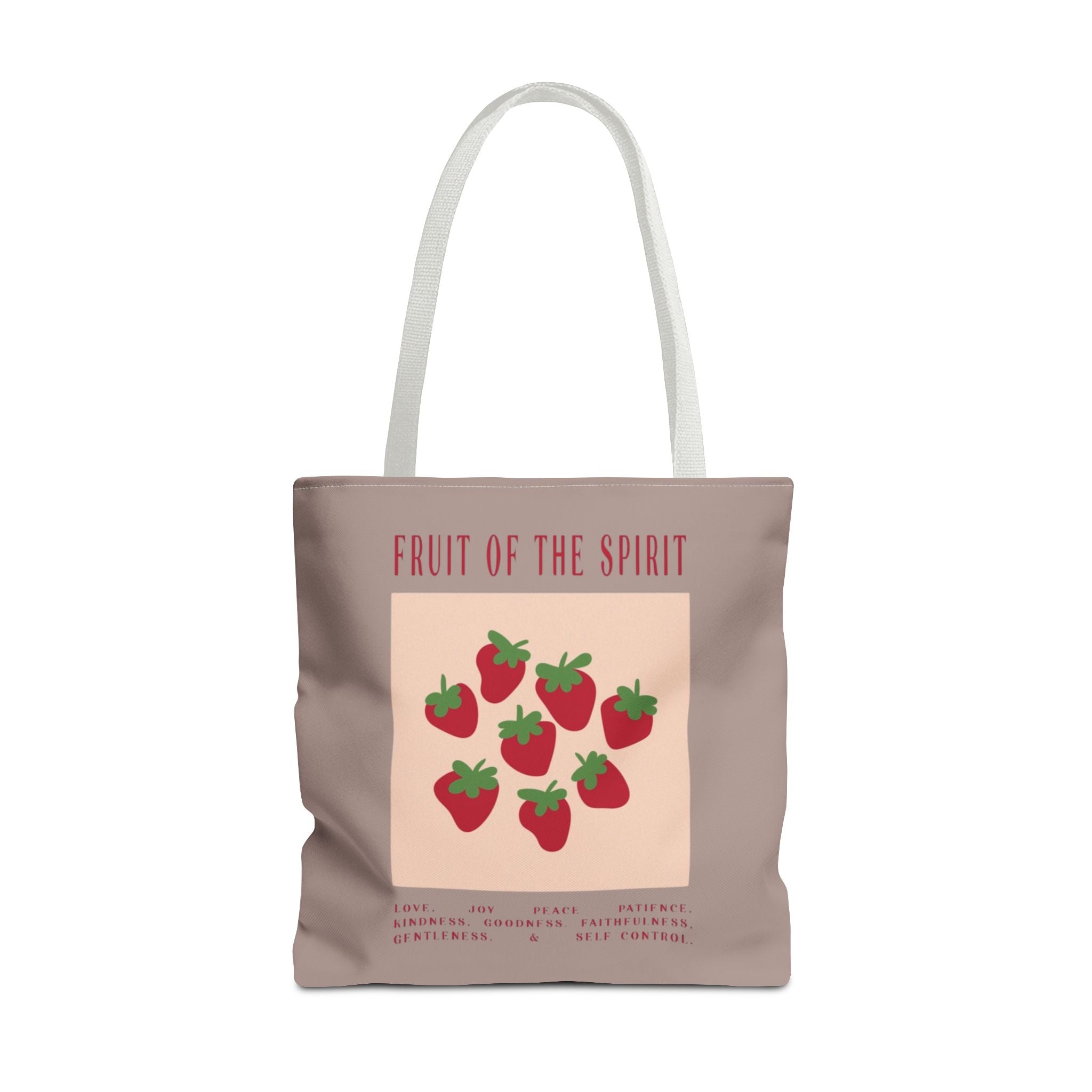 Fruit of the Spirit Strawberry Tote Bag — Christian Inspirational AOP Market Tote