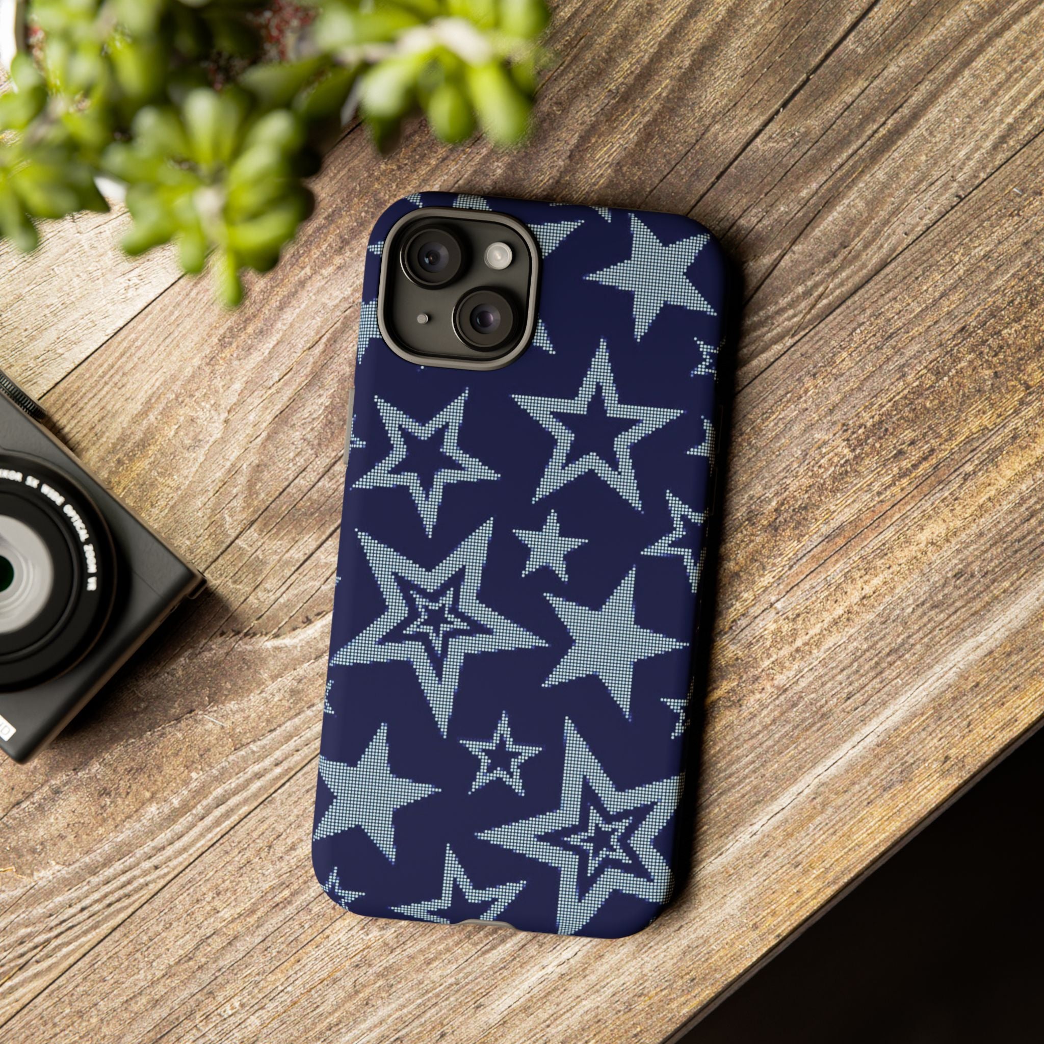 Navy Star Pattern Tough iPhone Case