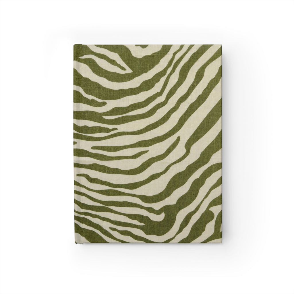 Olive Zebra Print Ruled Hardcover Journal — Lined Notebook for Notes & Daily Planning