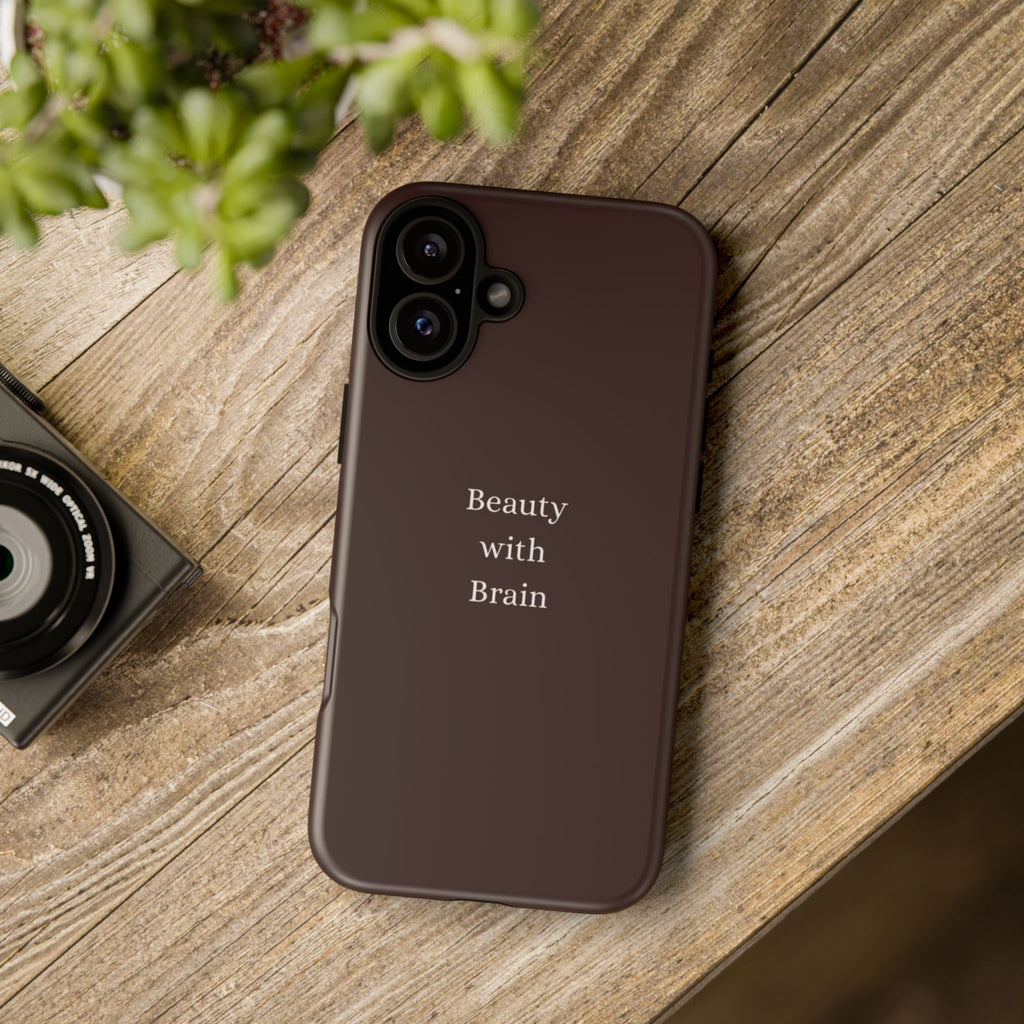 Tough Case — "Beauty with Brain" Protective iPhone Case (Sleek Maroon)