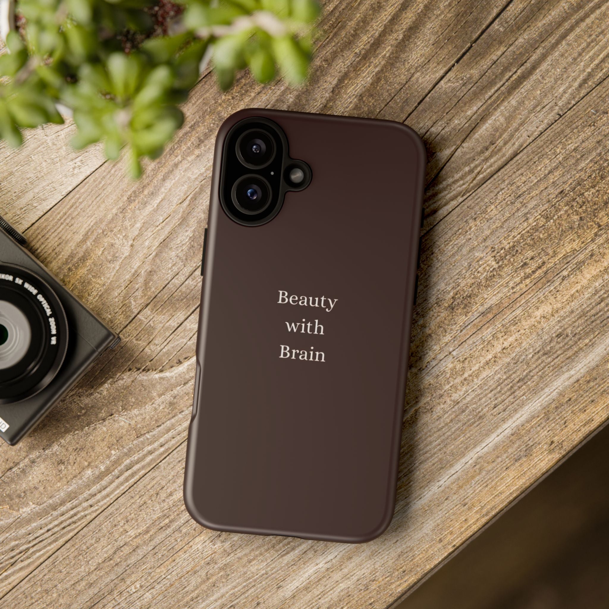 Tough Case — "Beauty with Brain" Protective iPhone Case (Sleek Maroon)