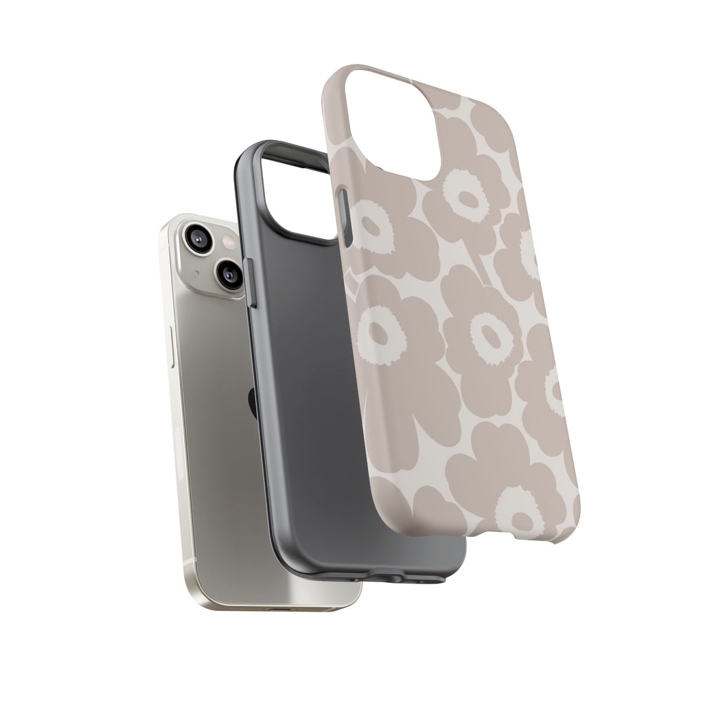 Floral Tough iPhone Case — Neutral Beige Poppy Protective Cover