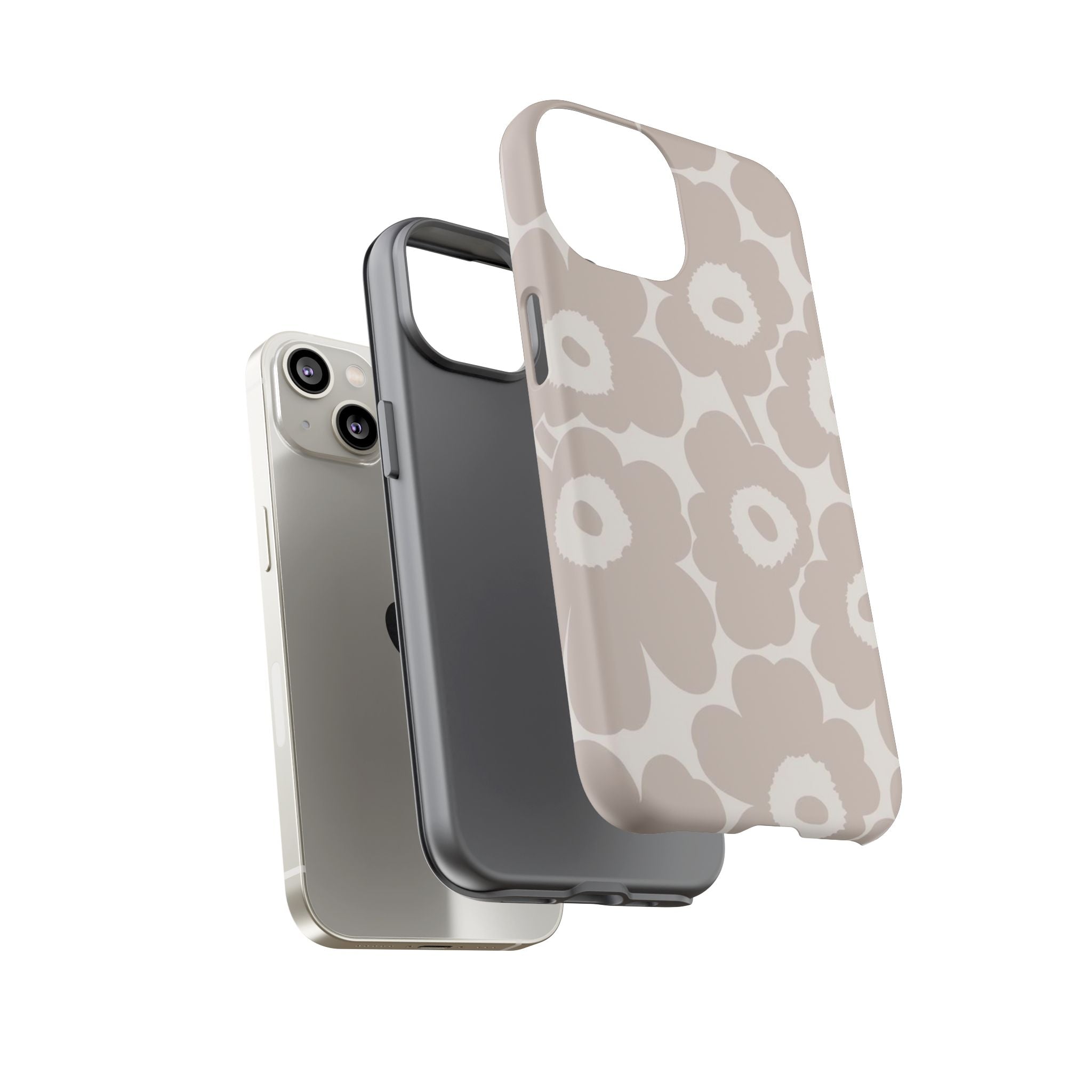 Floral Tough iPhone Case — Neutral Beige Poppy Protective Cover
