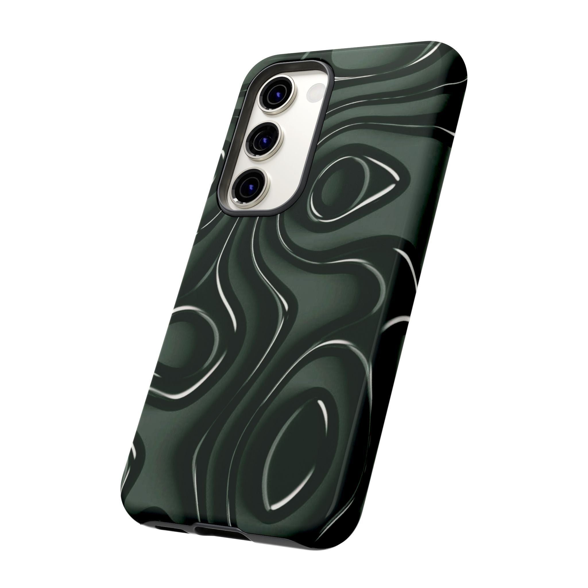 Dark Green Abstract Swirl Tough Phone Case