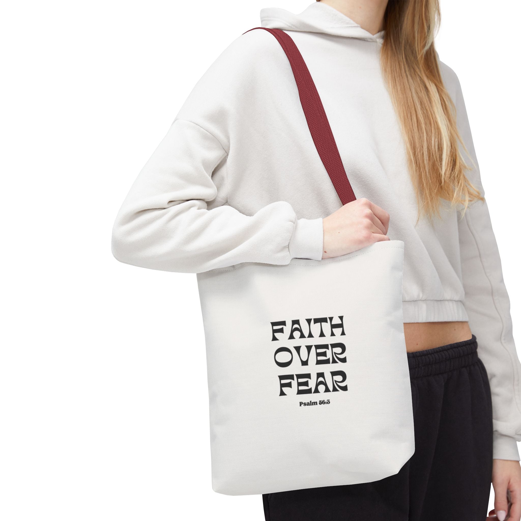 Faith Over Fear Tote Bag — Christian Inspirational Scripture Bag (Psalm 56:3)