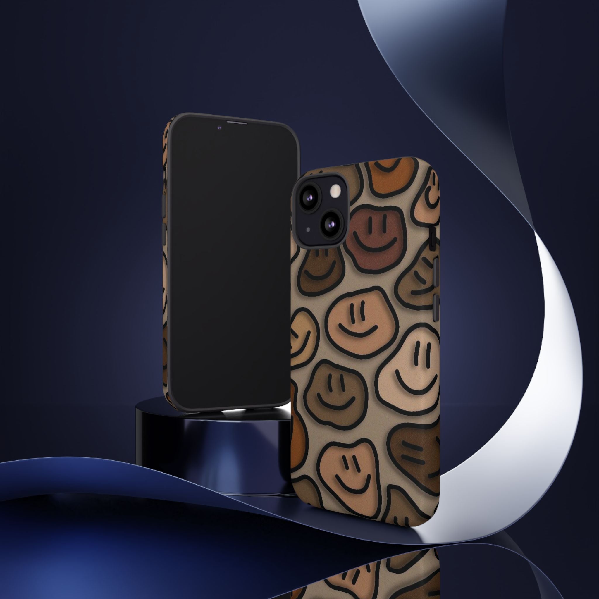 Smiley Faces iPhone Case — Neutral Brown Diverse Smiles Protective Cover