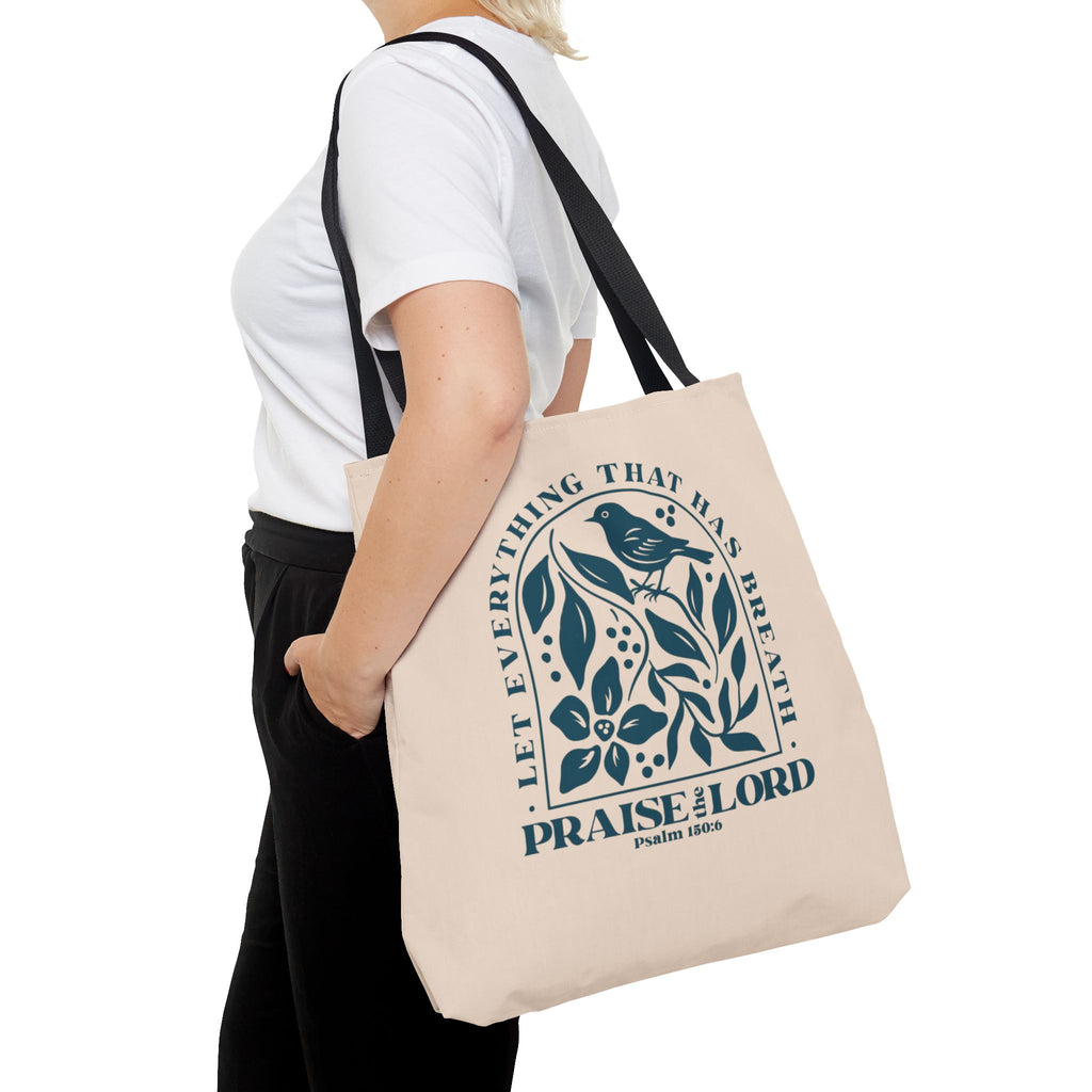"Praise the Lord" Floral Psalm 150:6 Tote Bag