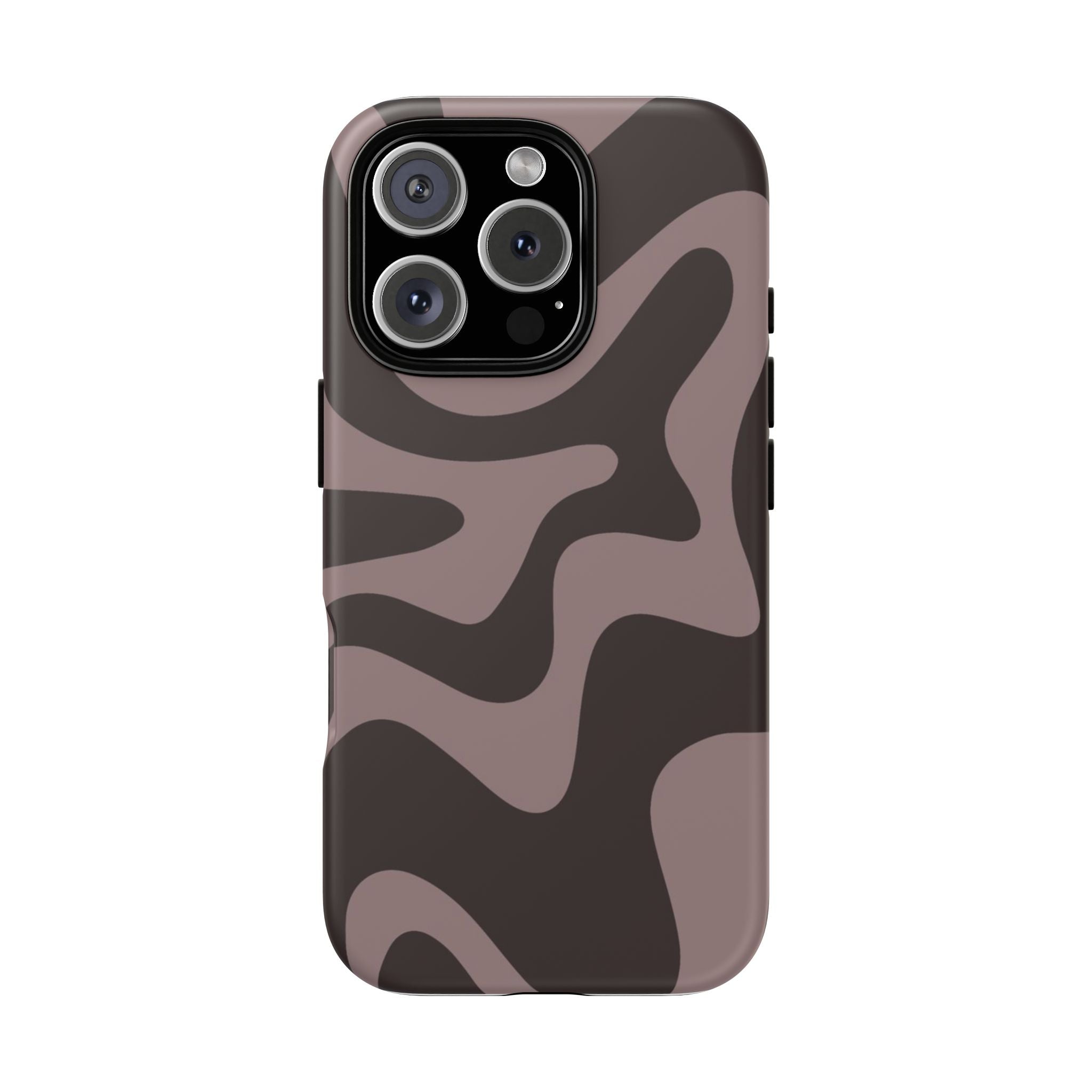 Camouflage Swirl iPhone Case — Matte Brown Abstract Camo Protective Cover