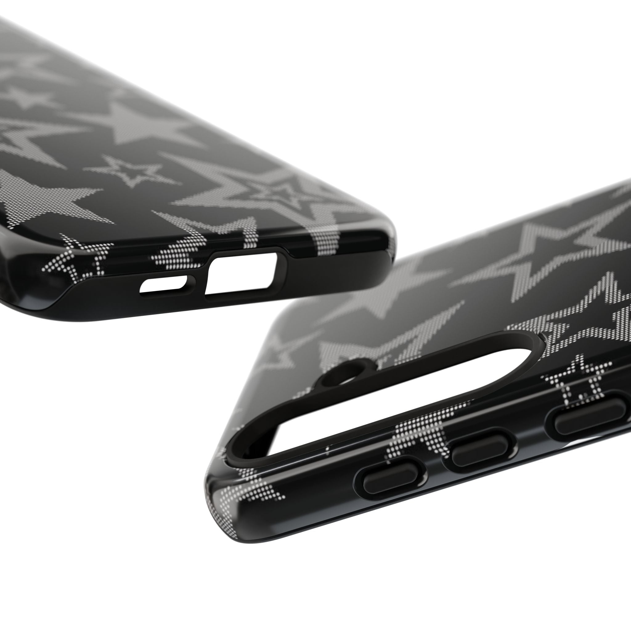 Black Star Pattern Tough Phone Case — Durable Protective Phone Cover