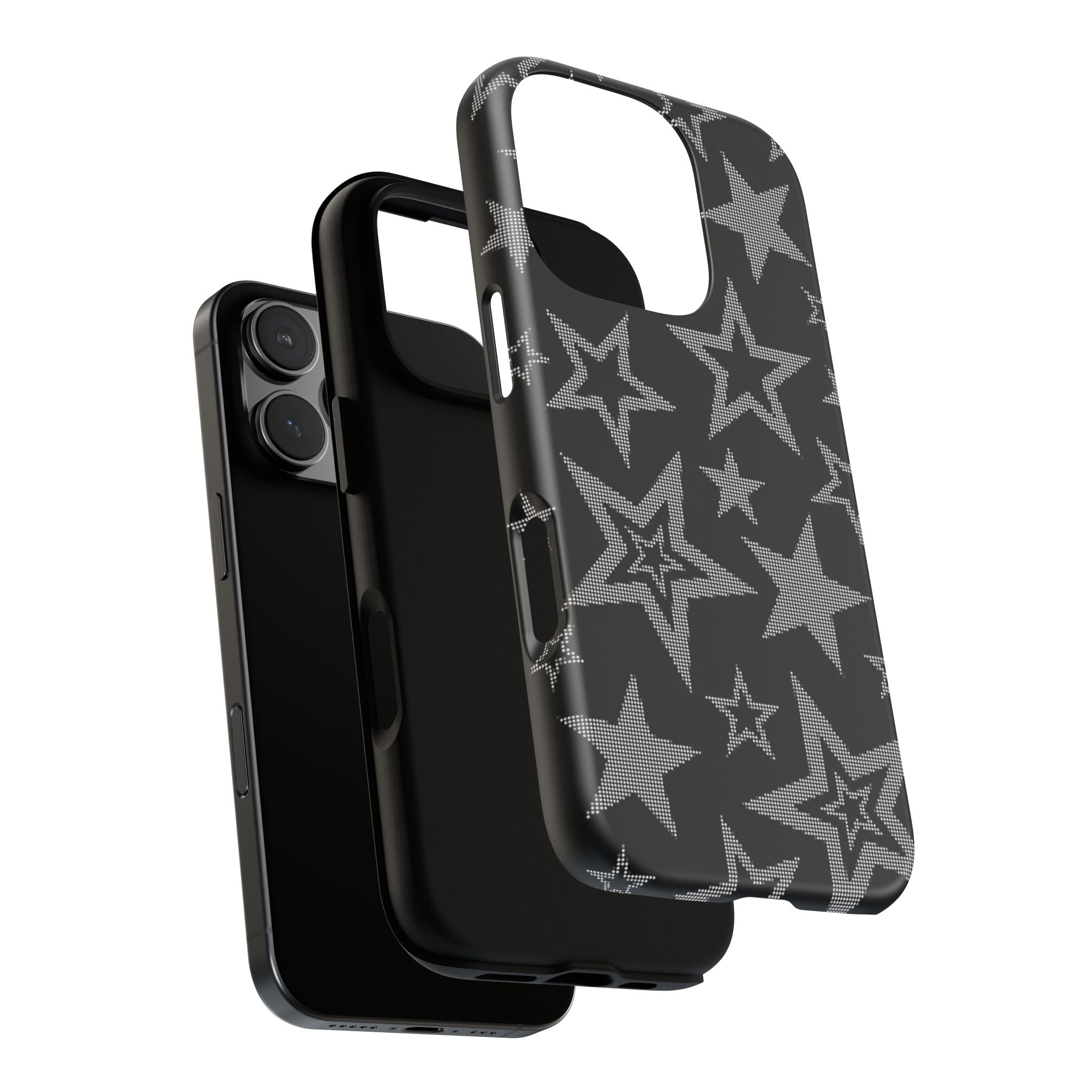 Black Star Pattern Tough Phone Case — Durable Protective Phone Cover