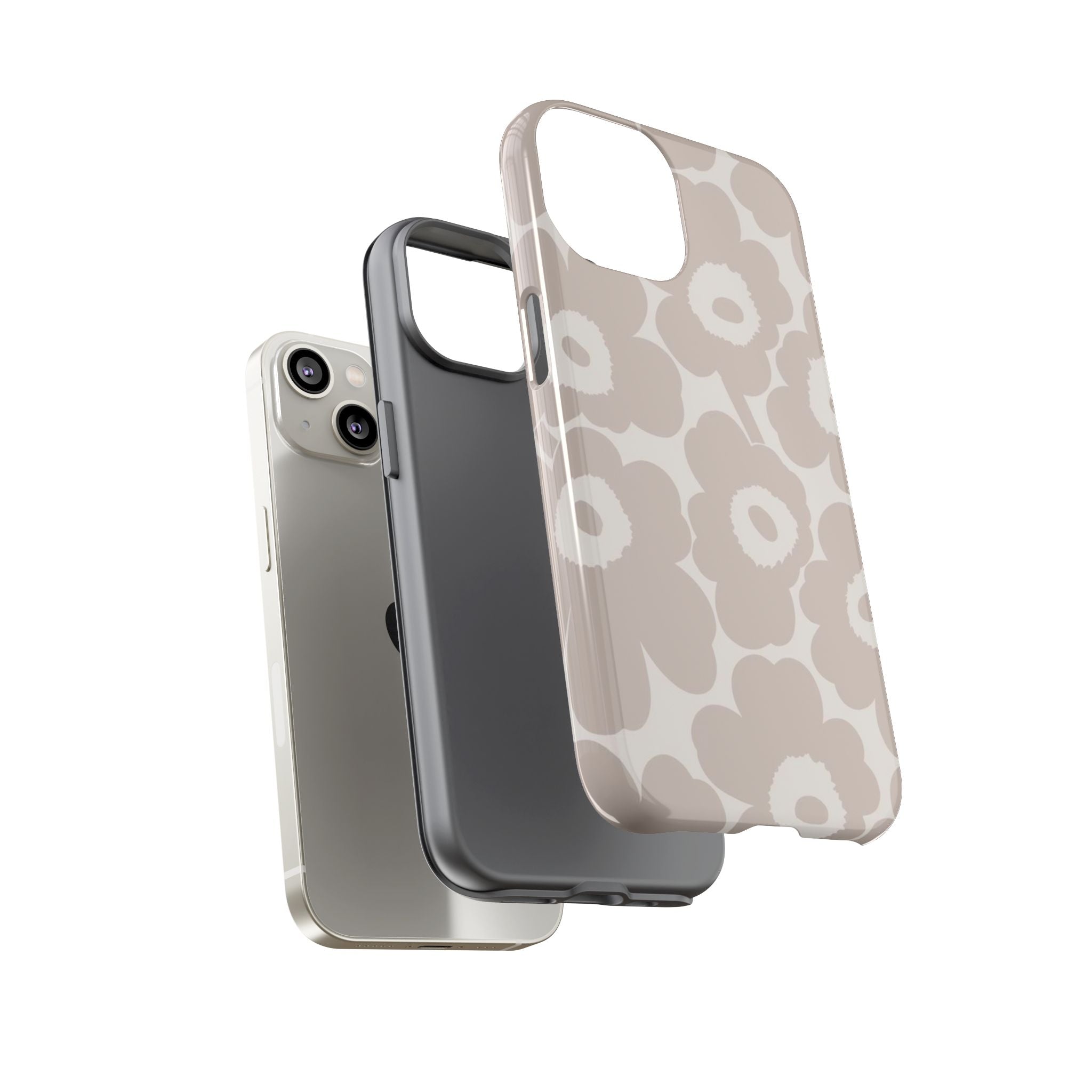 Floral Tough iPhone Case — Neutral Beige Poppy Protective Cover