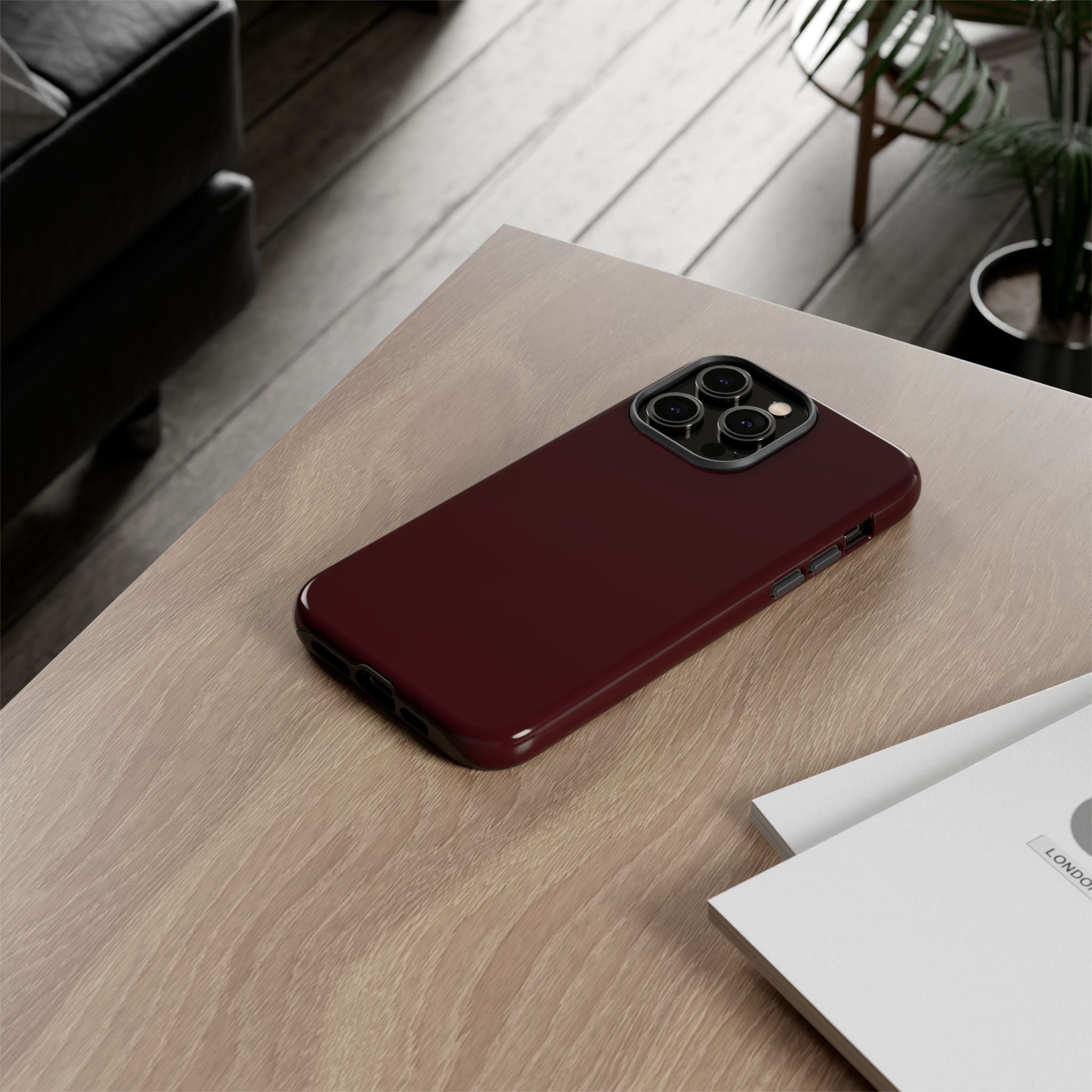 Maroon Tough iPhone Case — Slim Impact-Resistant Protective Cover