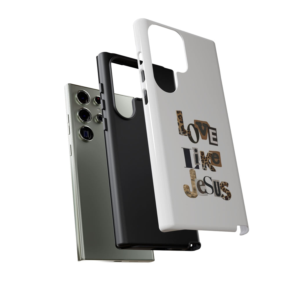 "Love Like Jesus" Leopard Print Christian Tough Phone Case