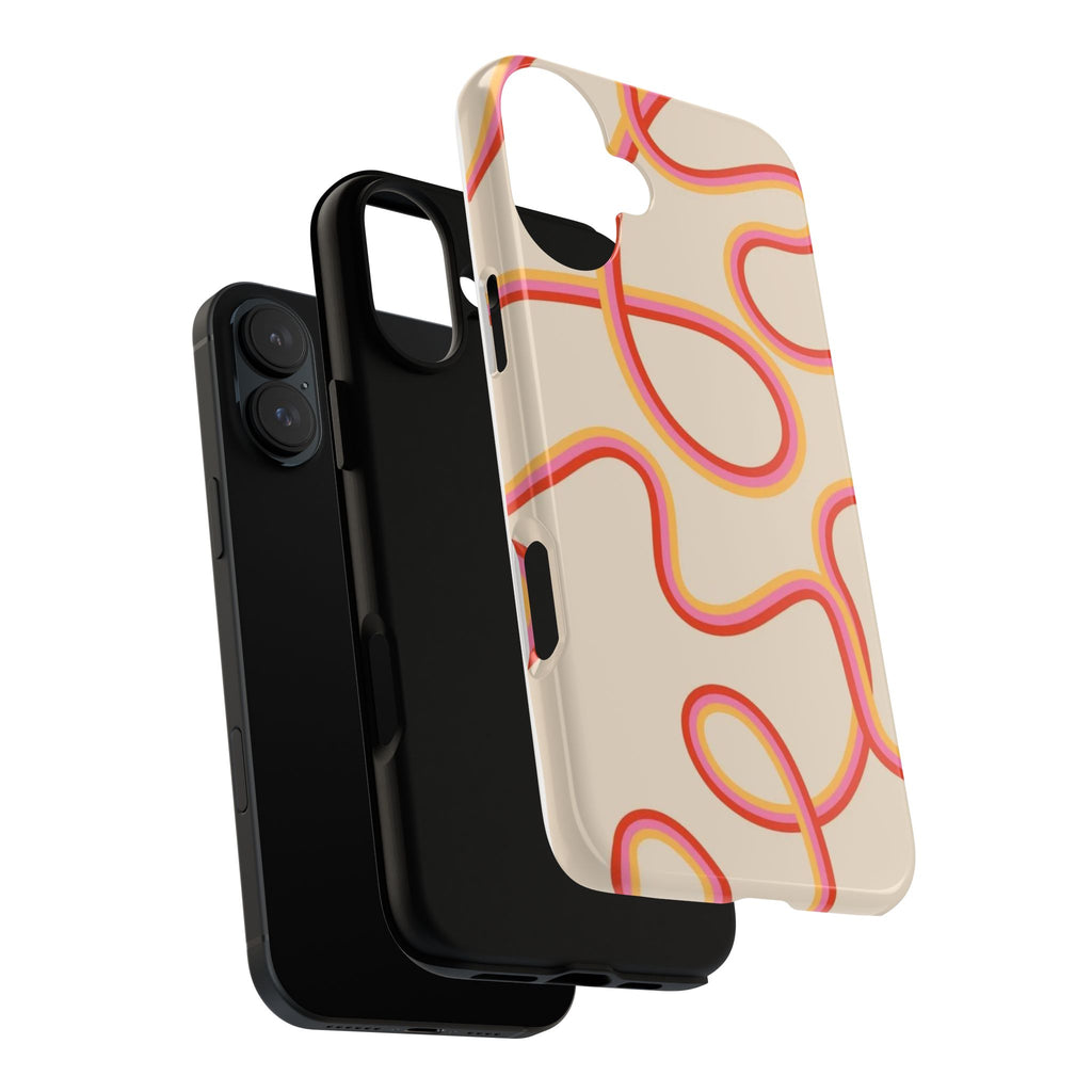 Retro Loop Pattern iPhone Case – Peach & Sunset Abstract Tough Case