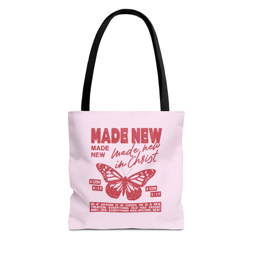 "Made New in Christ" Pink Butterfly Tote