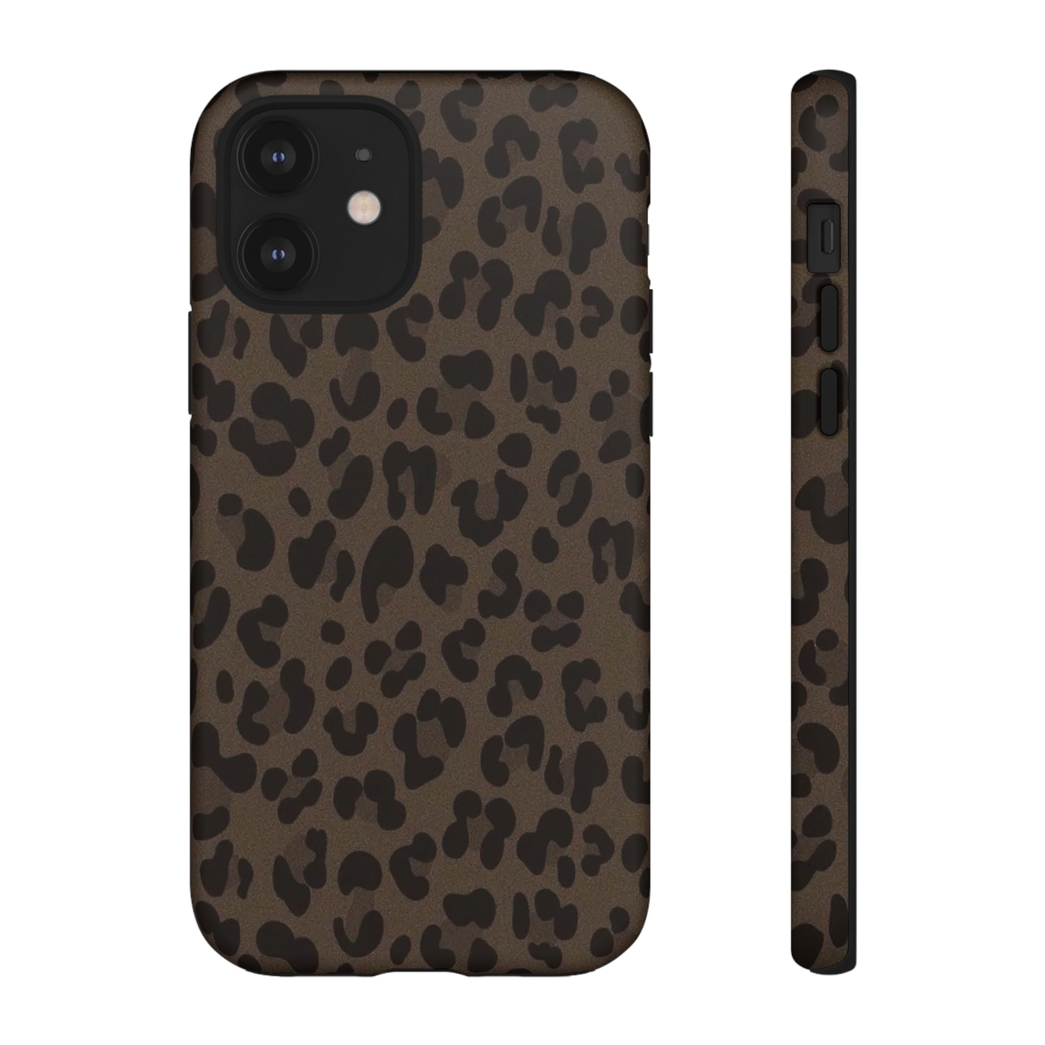 Leopard Print Tough iPhone Case — Durable Brown Animal Pattern Protective Cover