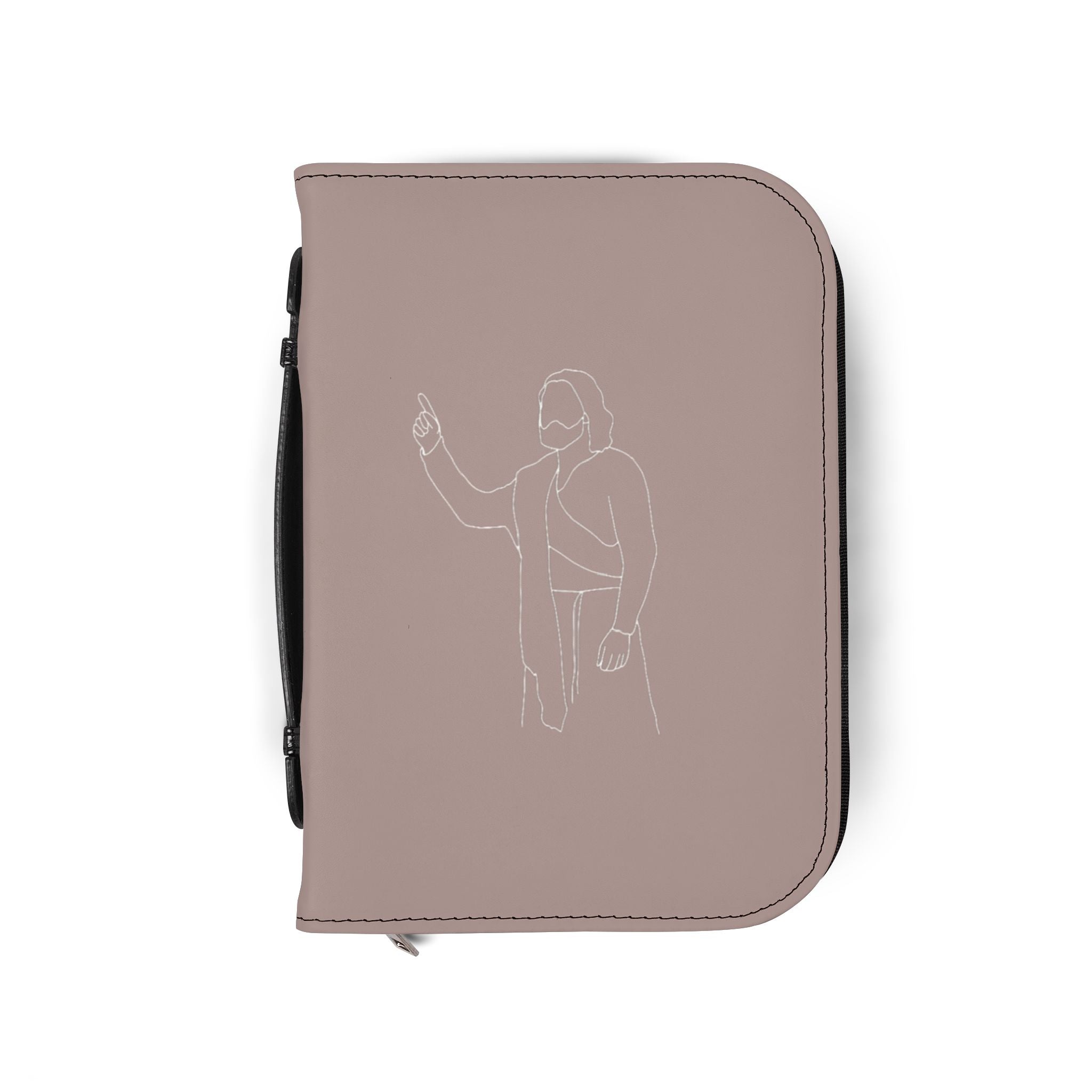Minimalist Jesus Outline Bible Cover — Zippered Leatherette Bible Case for Women & Men