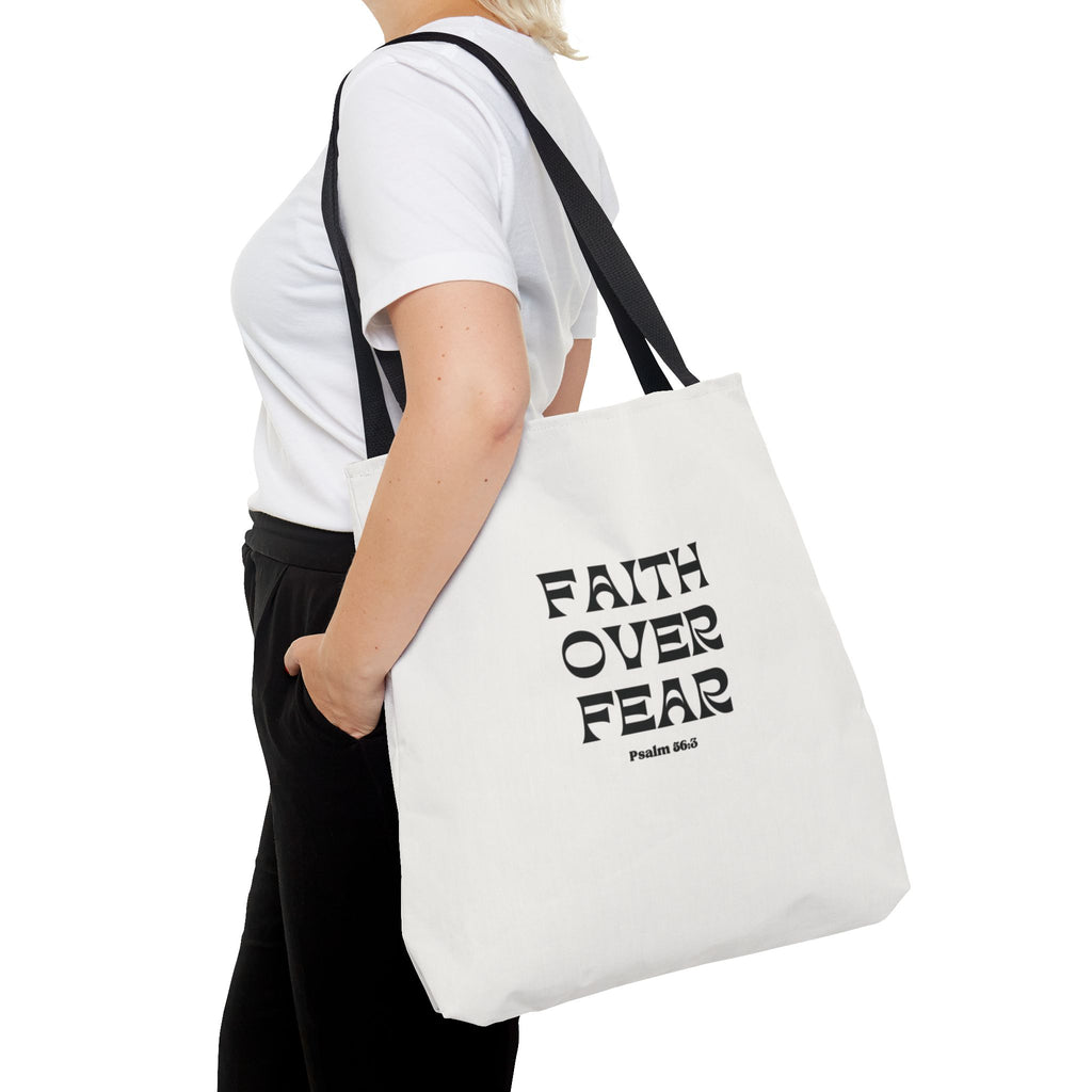 Faith Over Fear Tote Bag — Christian Inspirational Scripture Bag (Psalm 56:3)