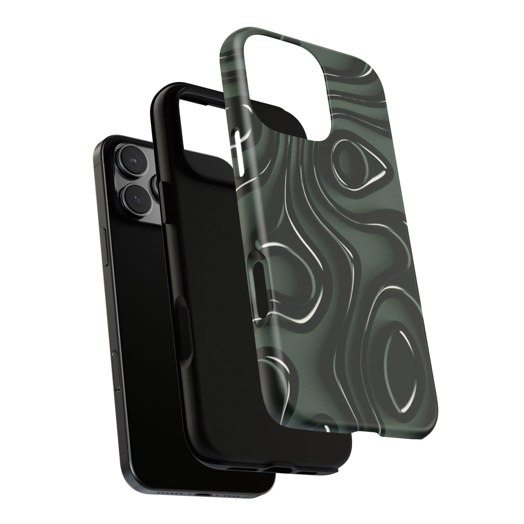 Dark Green Abstract Swirl Tough Phone Case