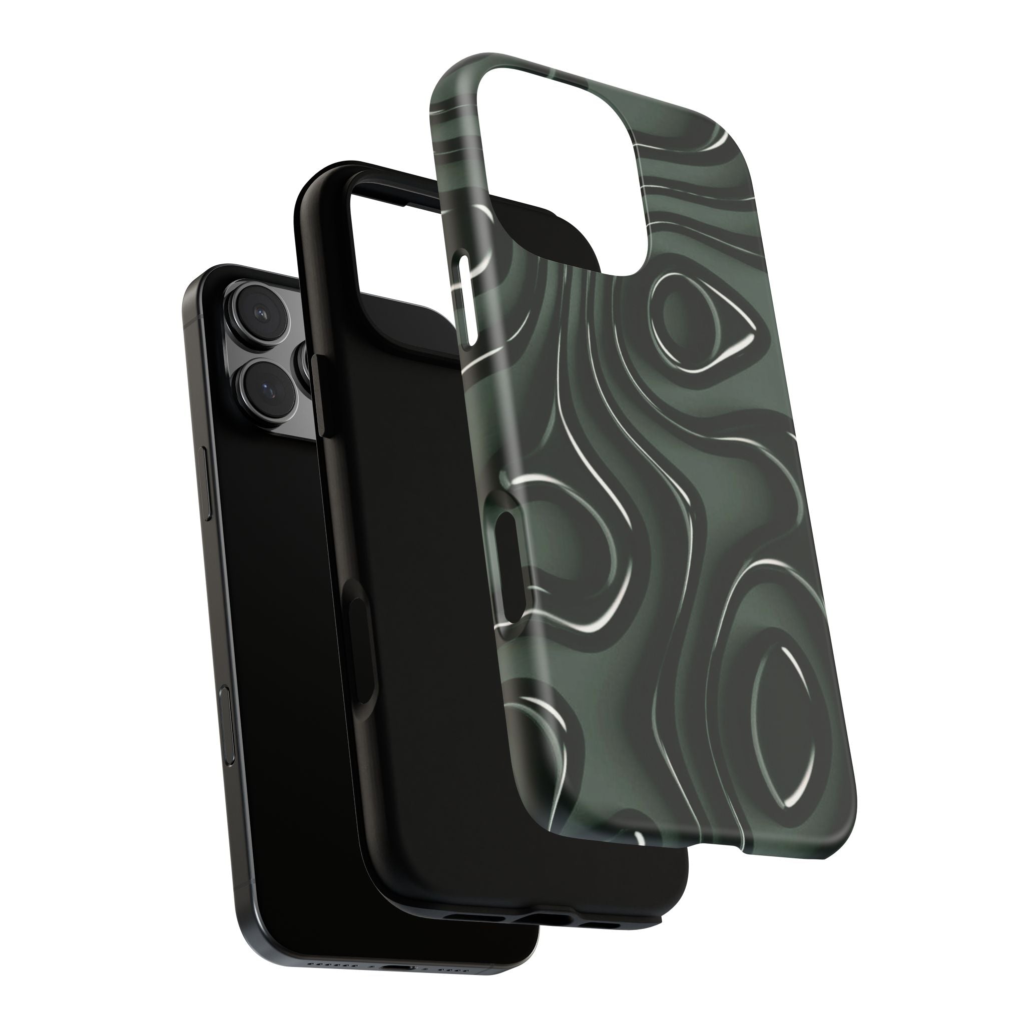 Dark Green Abstract Swirl Tough Phone Case