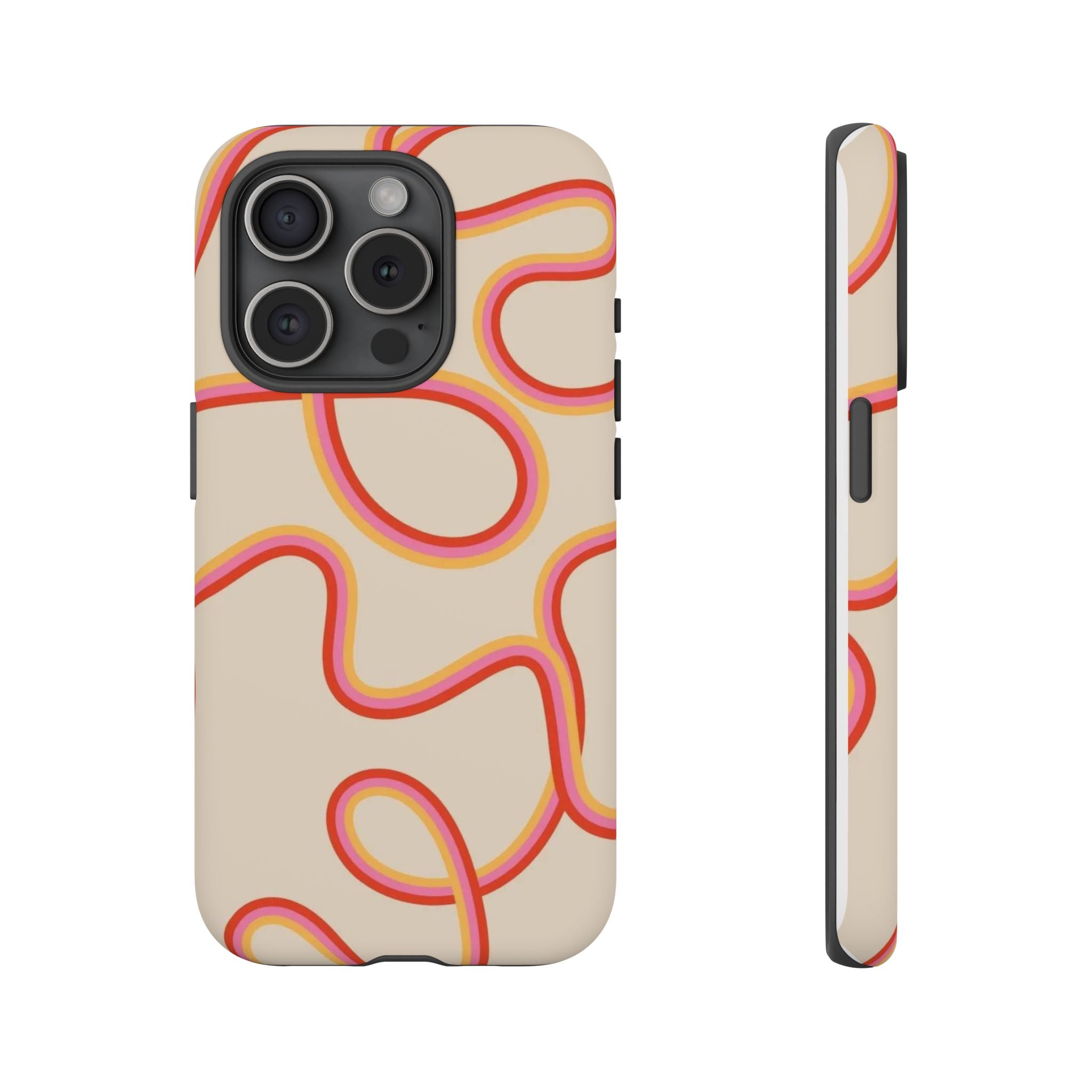 Retro Loop Pattern iPhone Case – Peach & Sunset Abstract Tough Case