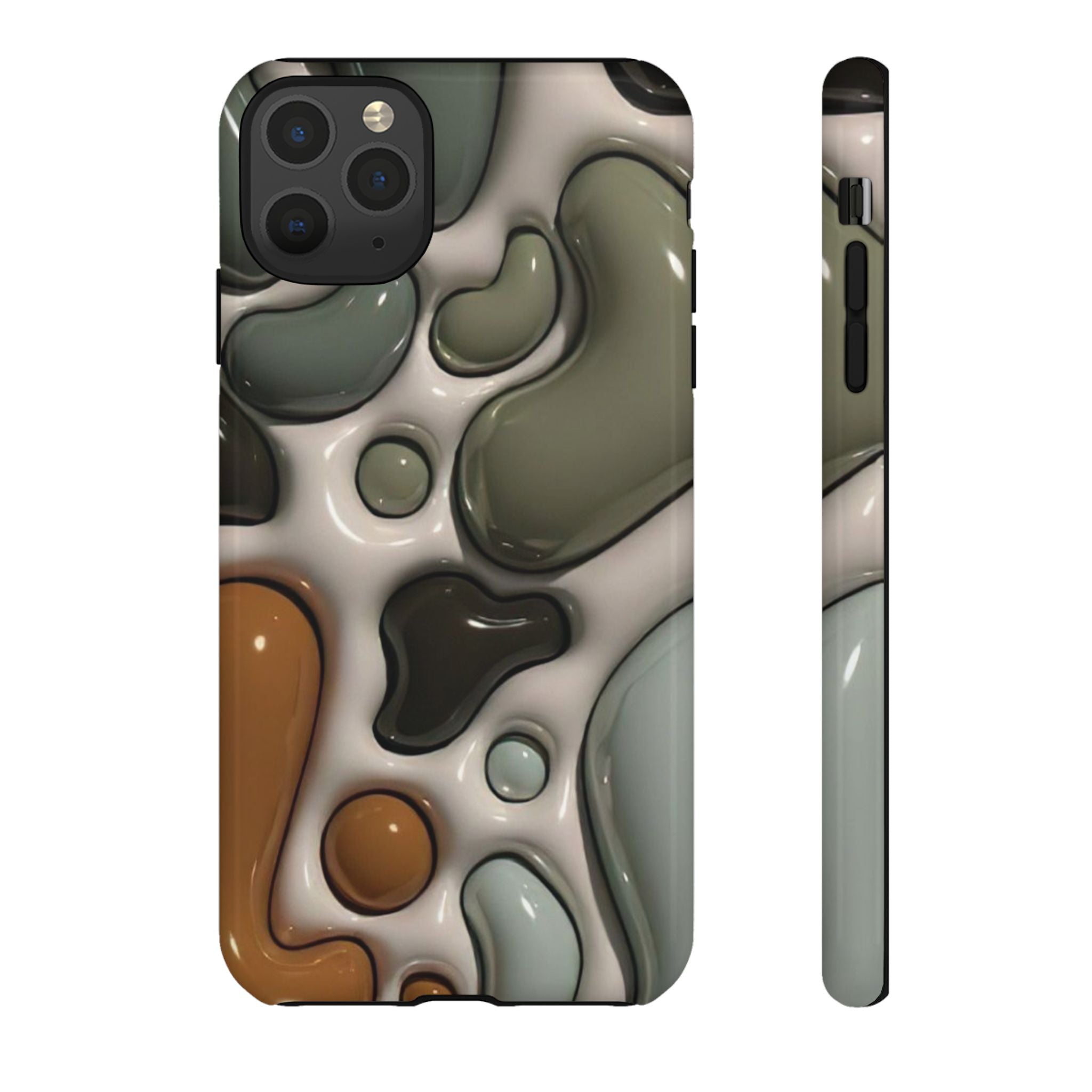 Abstract Pebble Pattern iPhone Case — Modern Organic Camouflage Tough Case
