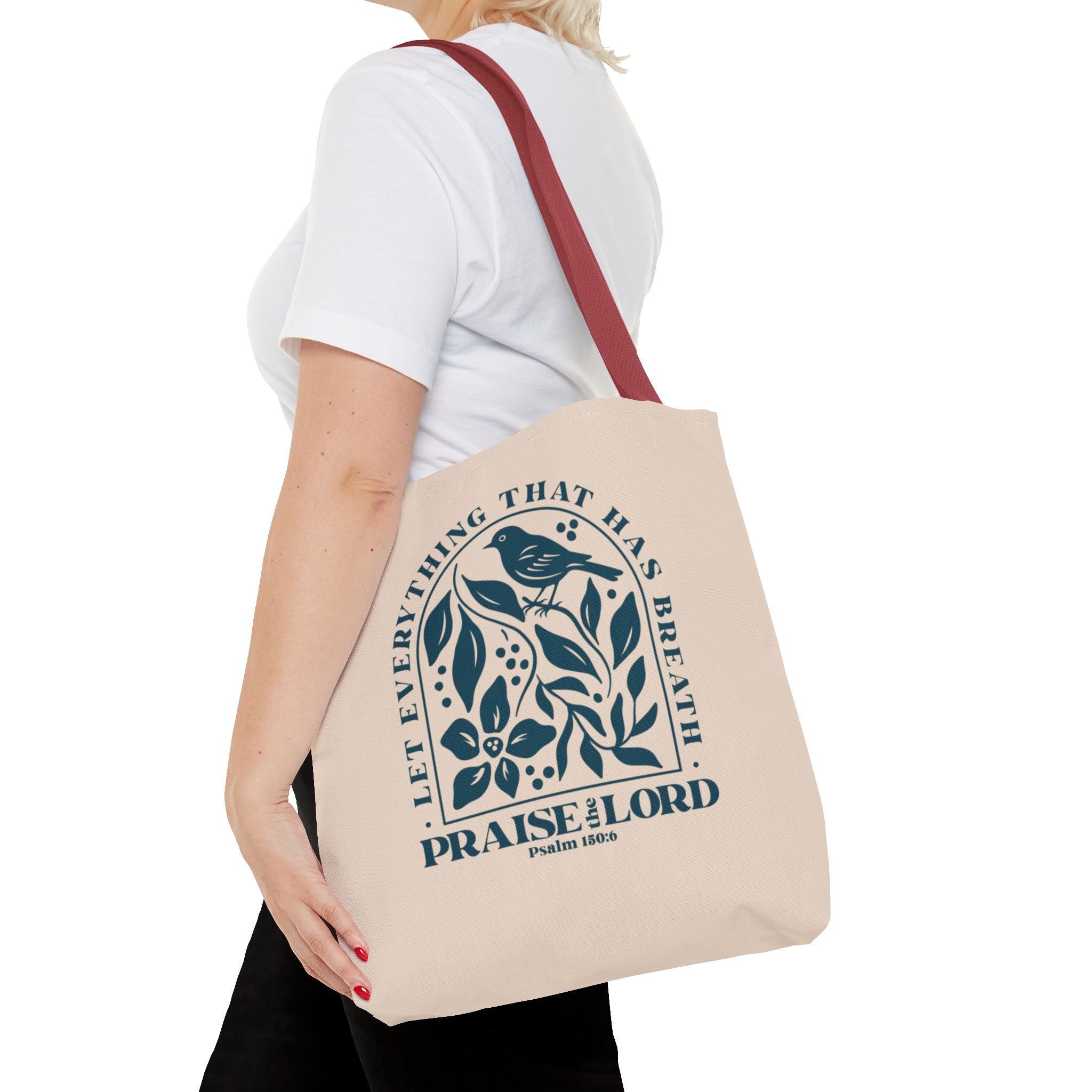 "Praise the Lord" Floral Psalm 150:6 Tote Bag