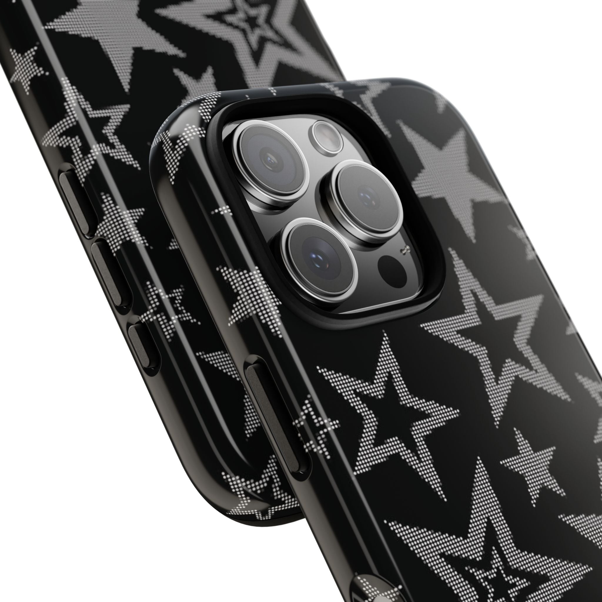 Black Star Pattern Tough Phone Case — Durable Protective Phone Cover