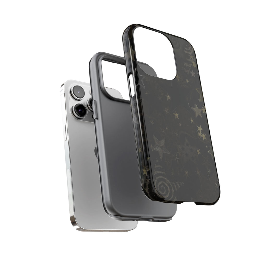 Black Starry iPhone Case – Protective Tough Case with Subtle Galaxy Pattern