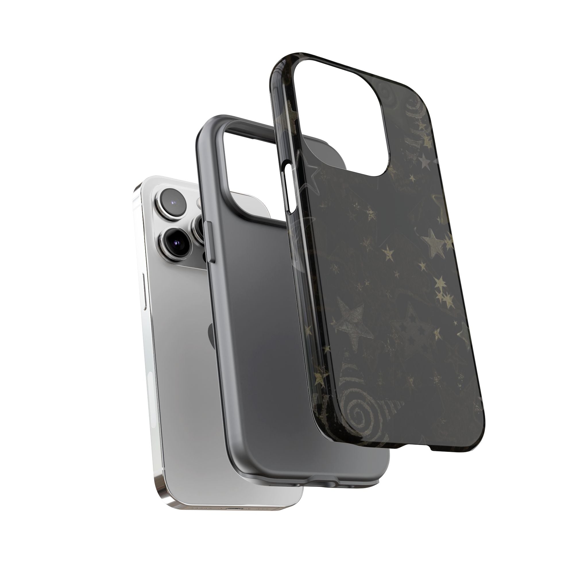 Black Starry iPhone Case – Protective Tough Case with Subtle Galaxy Pattern