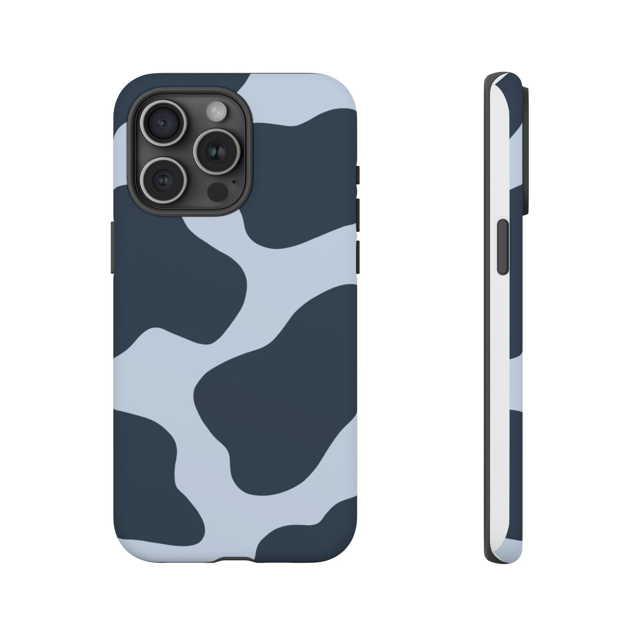 Cow Print Tough iPhone Case — Blue Black Abstract Pattern