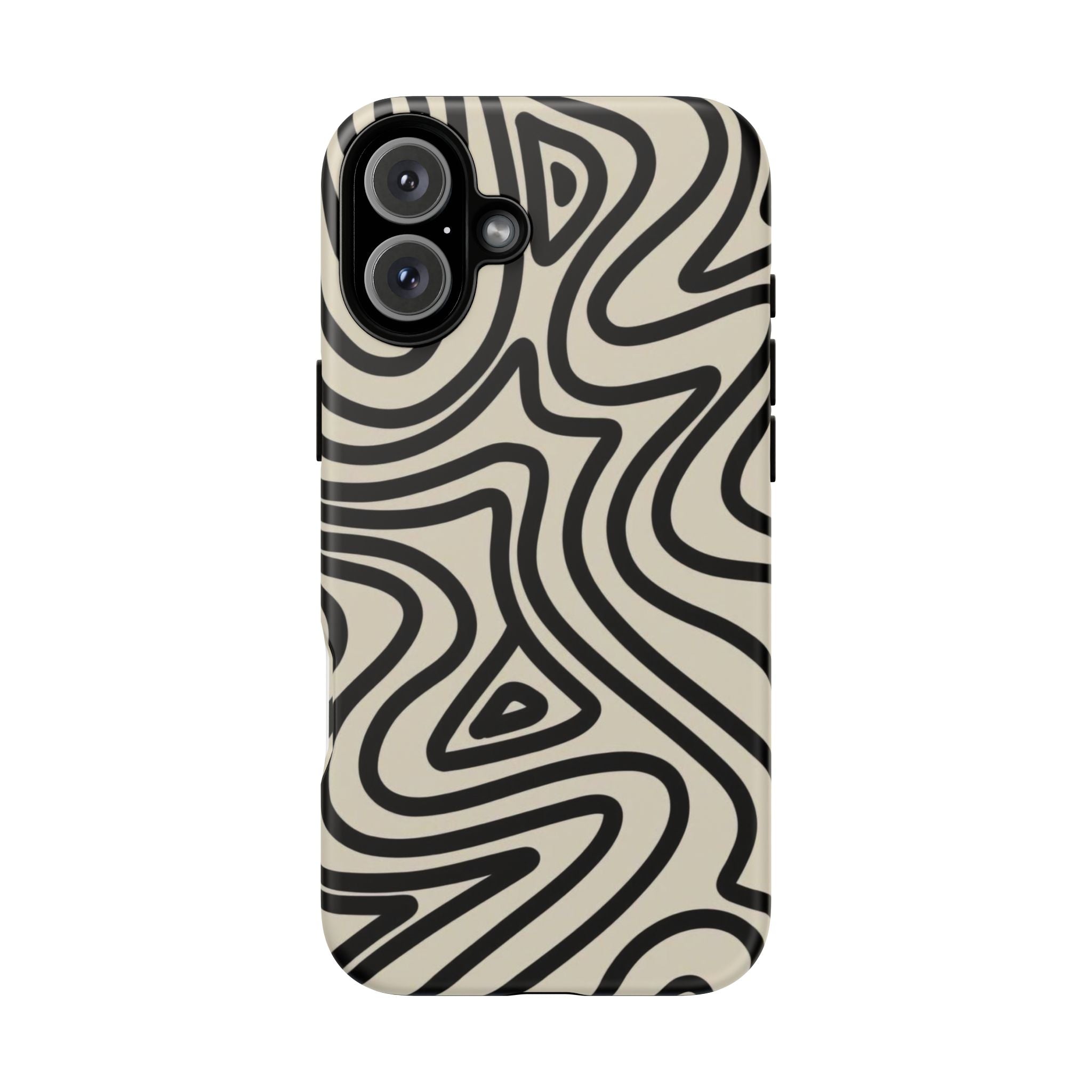 Abstract Black Swirl Tough Phone Case — Retro Psychedelic iPhone Cover