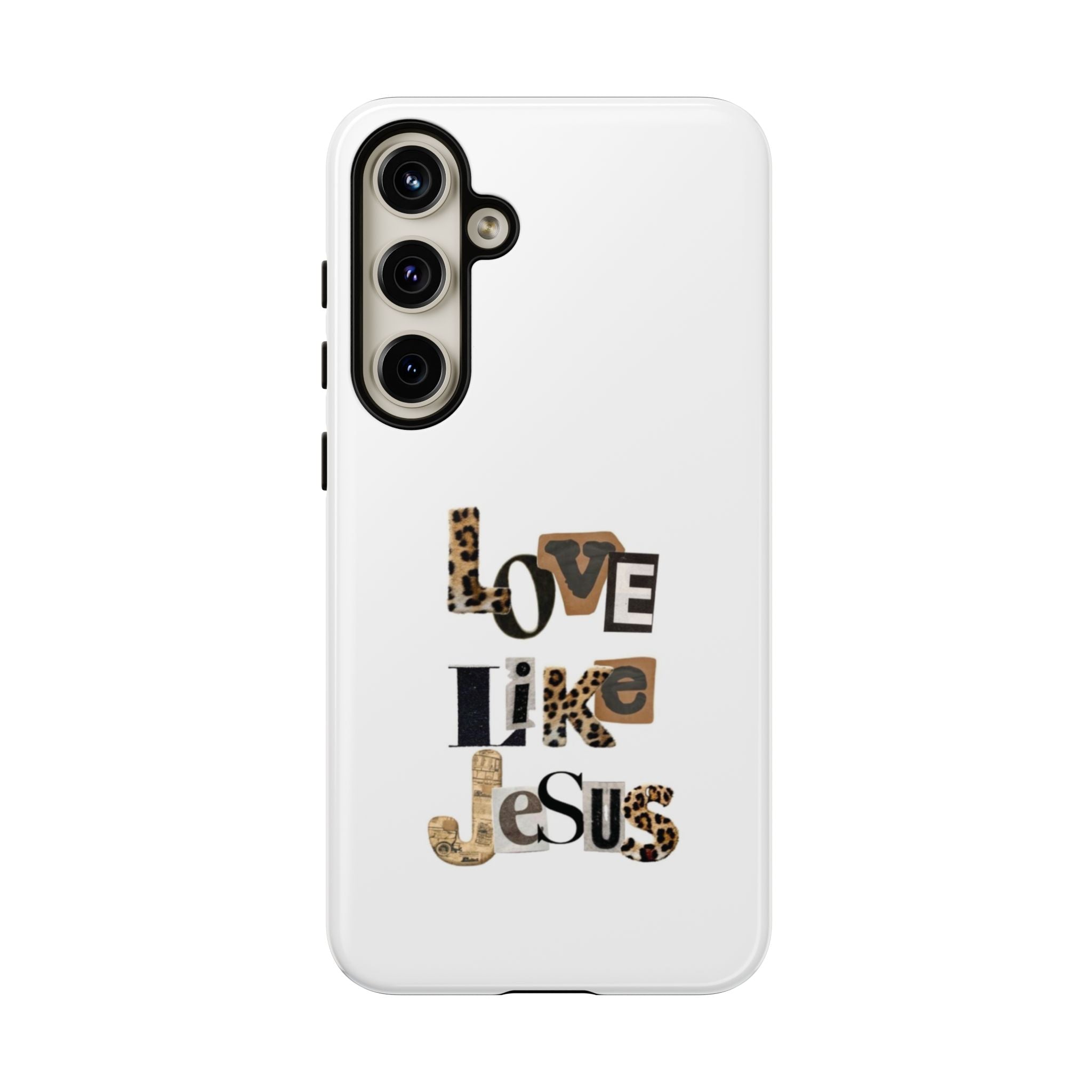 "Love Like Jesus" Leopard Print Christian Tough Phone Case