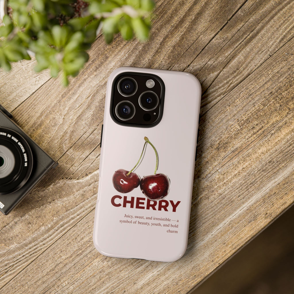 Cherry Vintage iPhone Case — Retro Cherry Illustration with 'CHERRY' Text