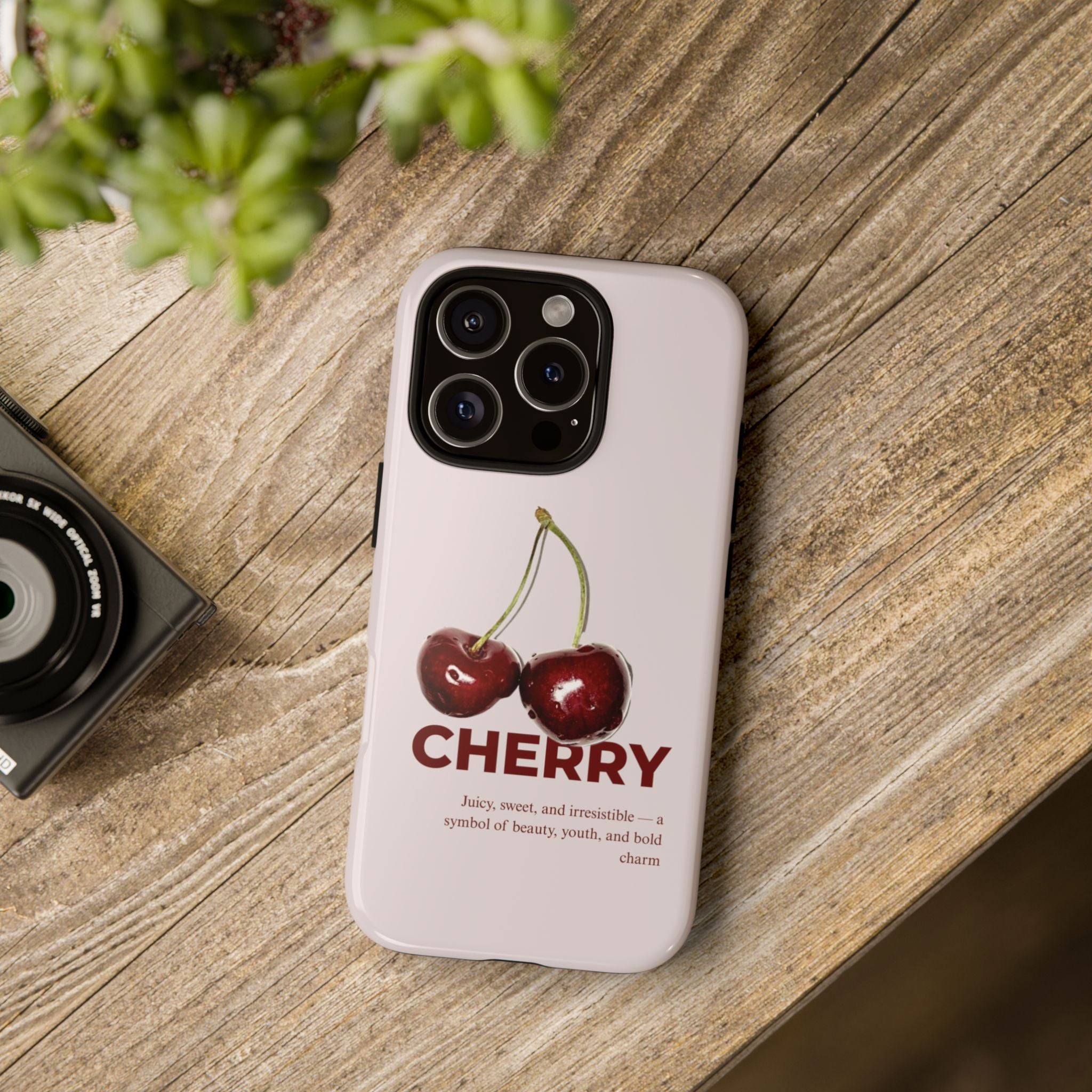 Cherry Vintage iPhone Case — Retro Cherry Illustration with 'CHERRY' Text