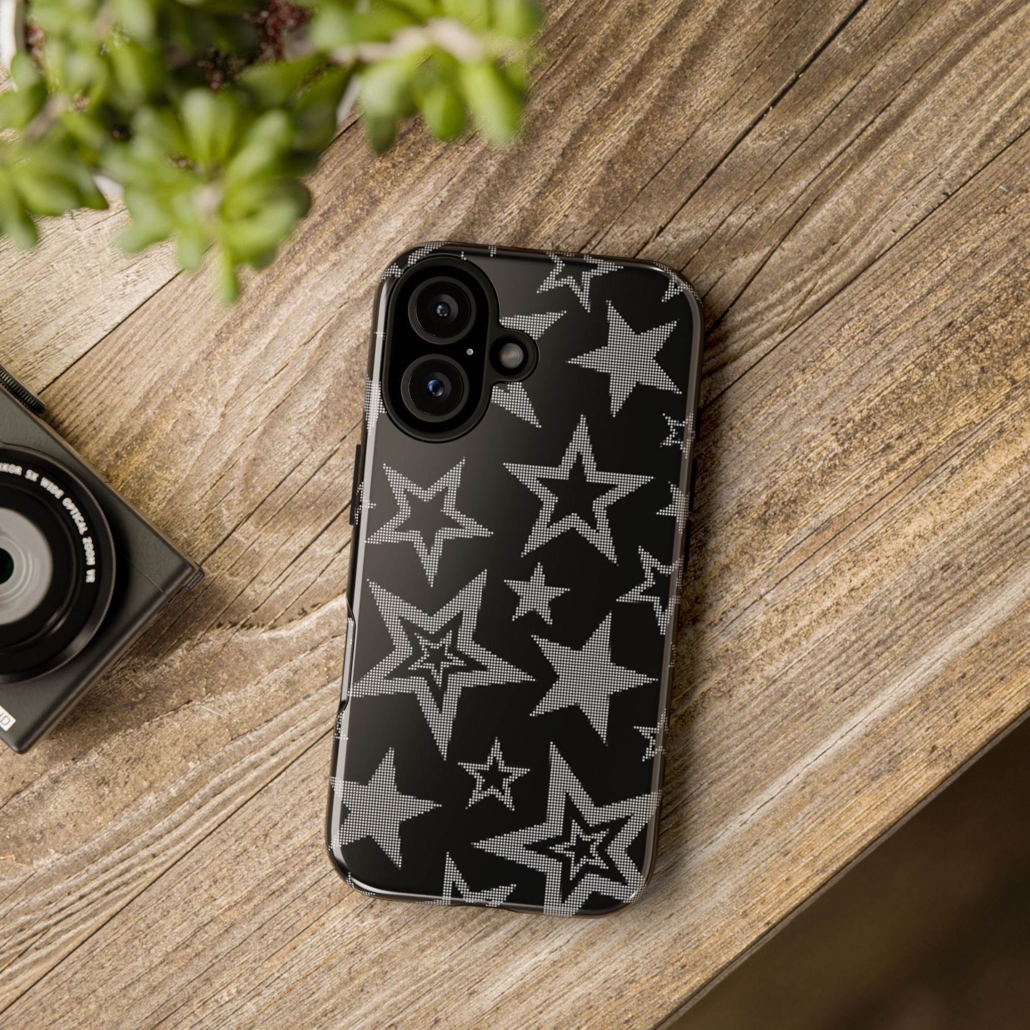 Black Star Pattern Tough Phone Case — Durable Protective Phone Cover