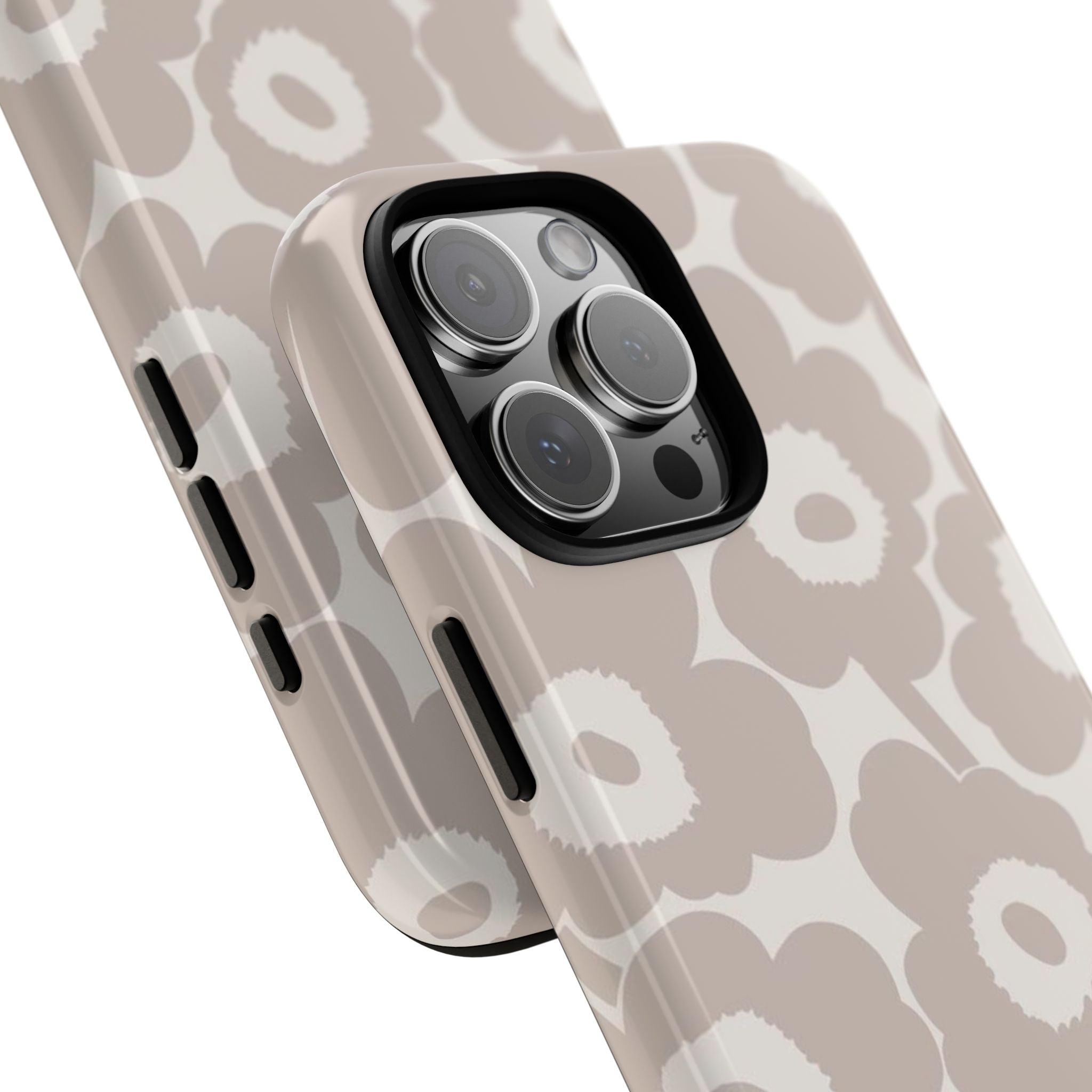 Floral Tough iPhone Case — Neutral Beige Poppy Protective Cover