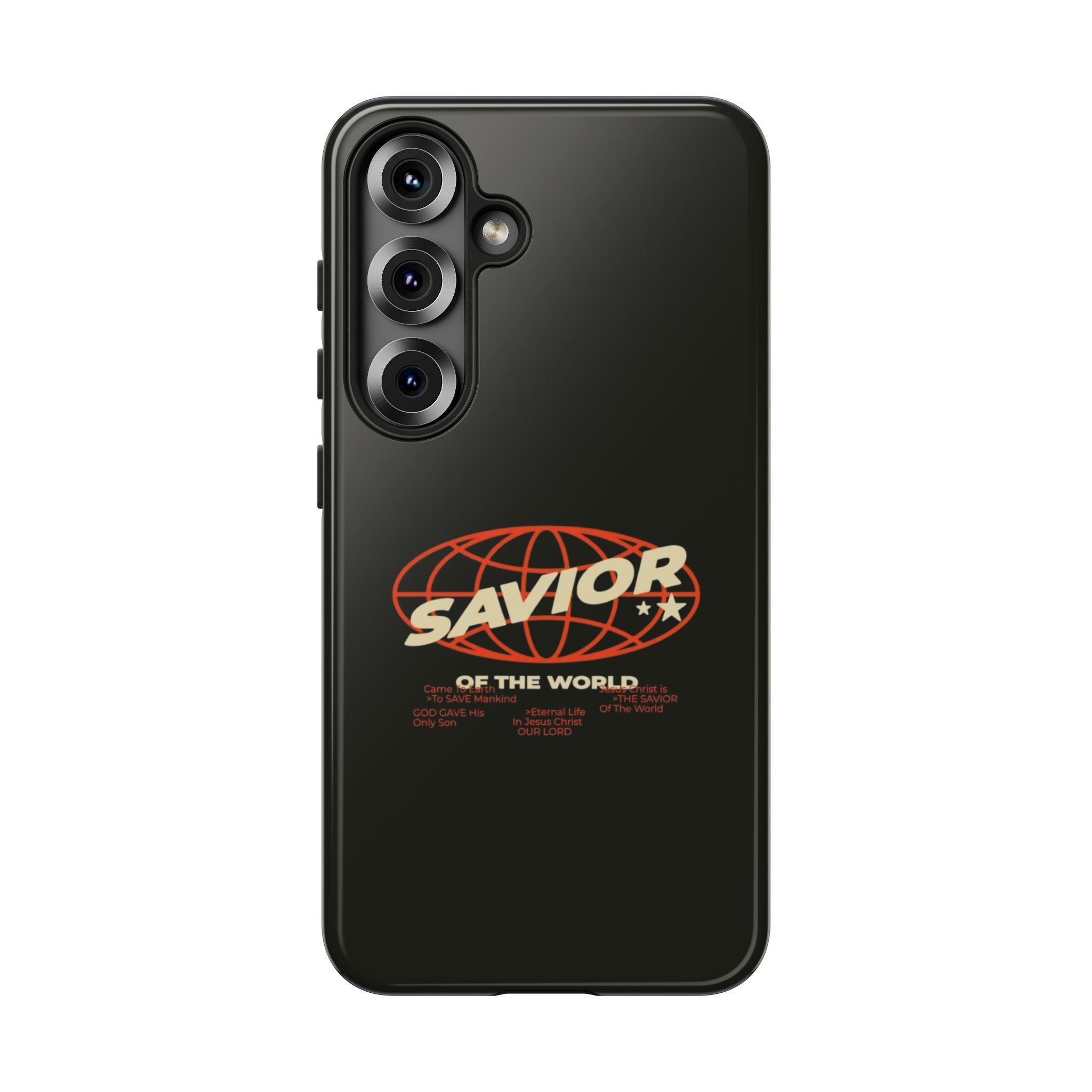Savior of the World Black Protective Phone Case — Retro Globe Design