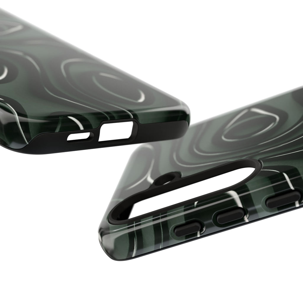Dark Green Abstract Swirl Tough Phone Case