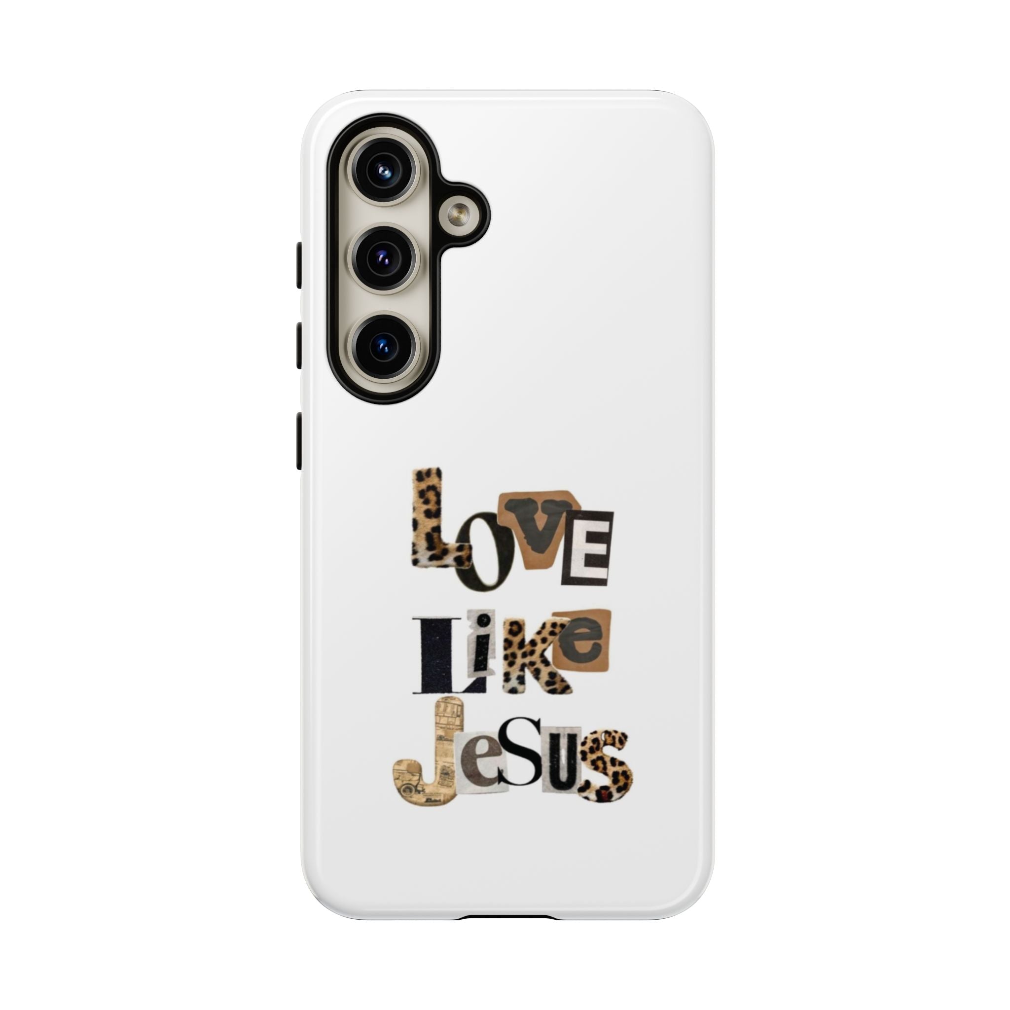"Love Like Jesus" Leopard Print Christian Tough Phone Case
