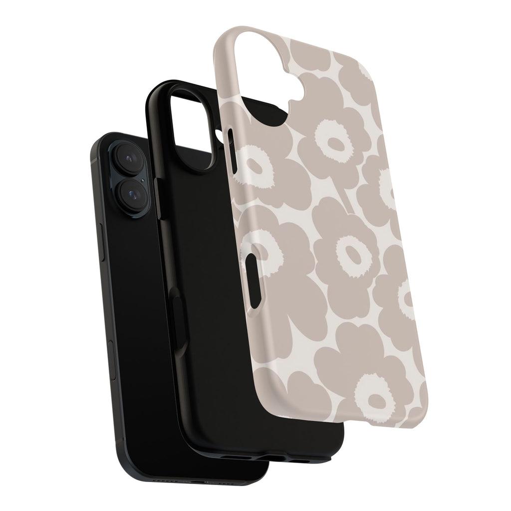 Floral Tough iPhone Case — Neutral Beige Poppy Protective Cover