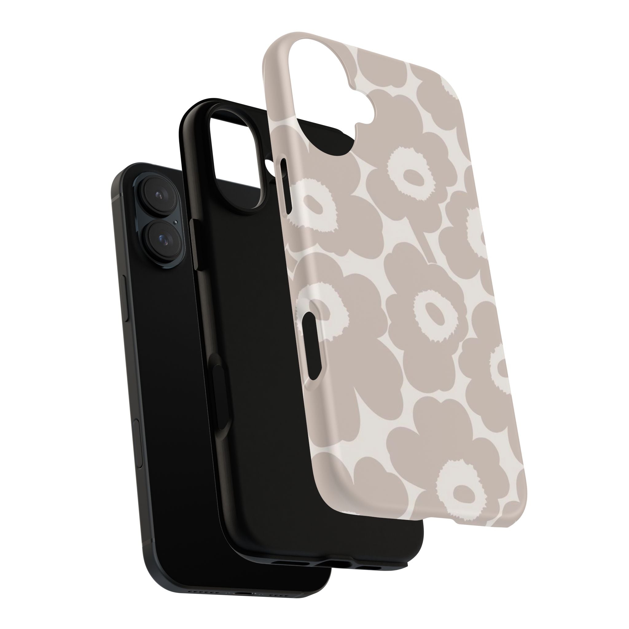 Floral Tough iPhone Case — Neutral Beige Poppy Protective Cover
