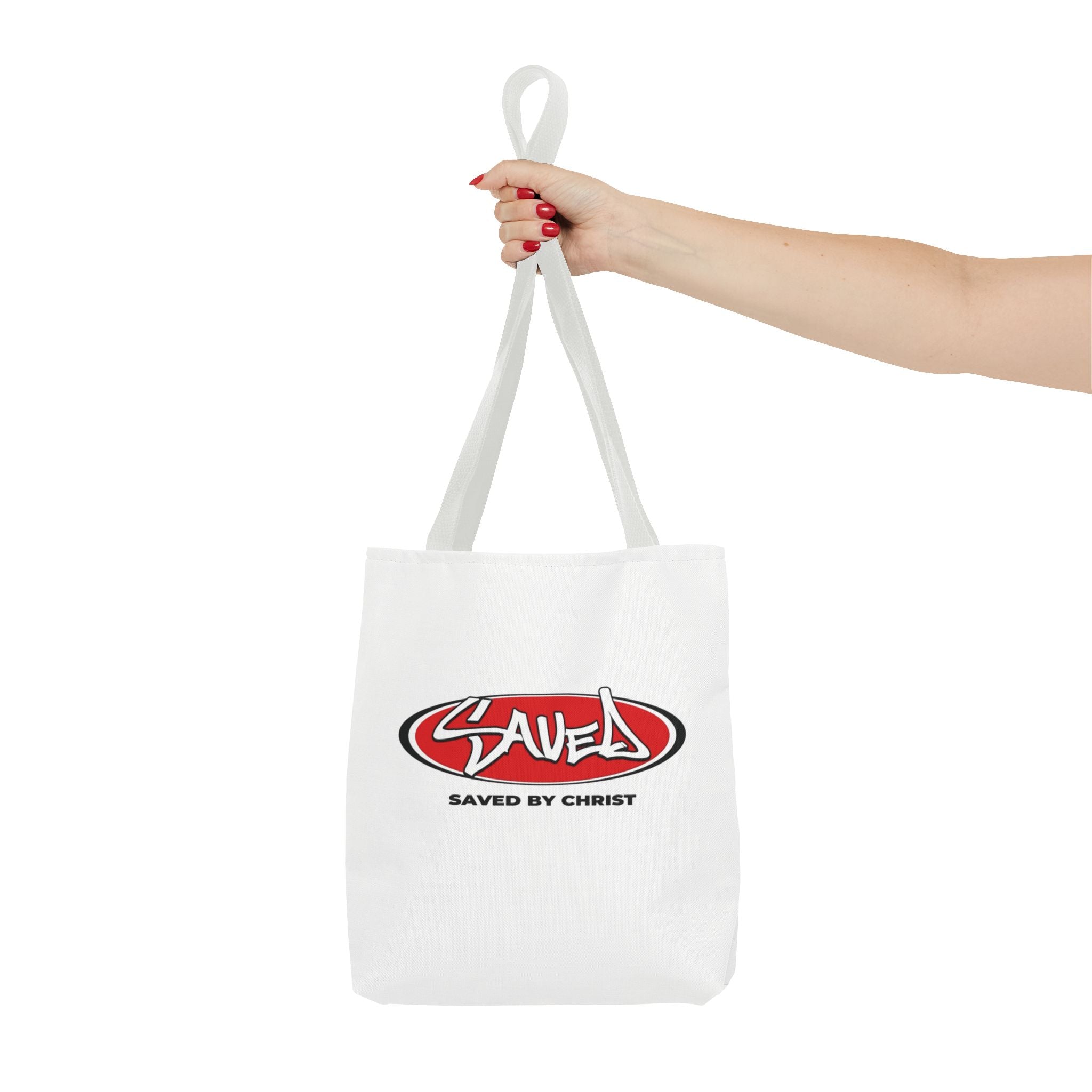 "Saved by Christ" Canvas Tote Bag