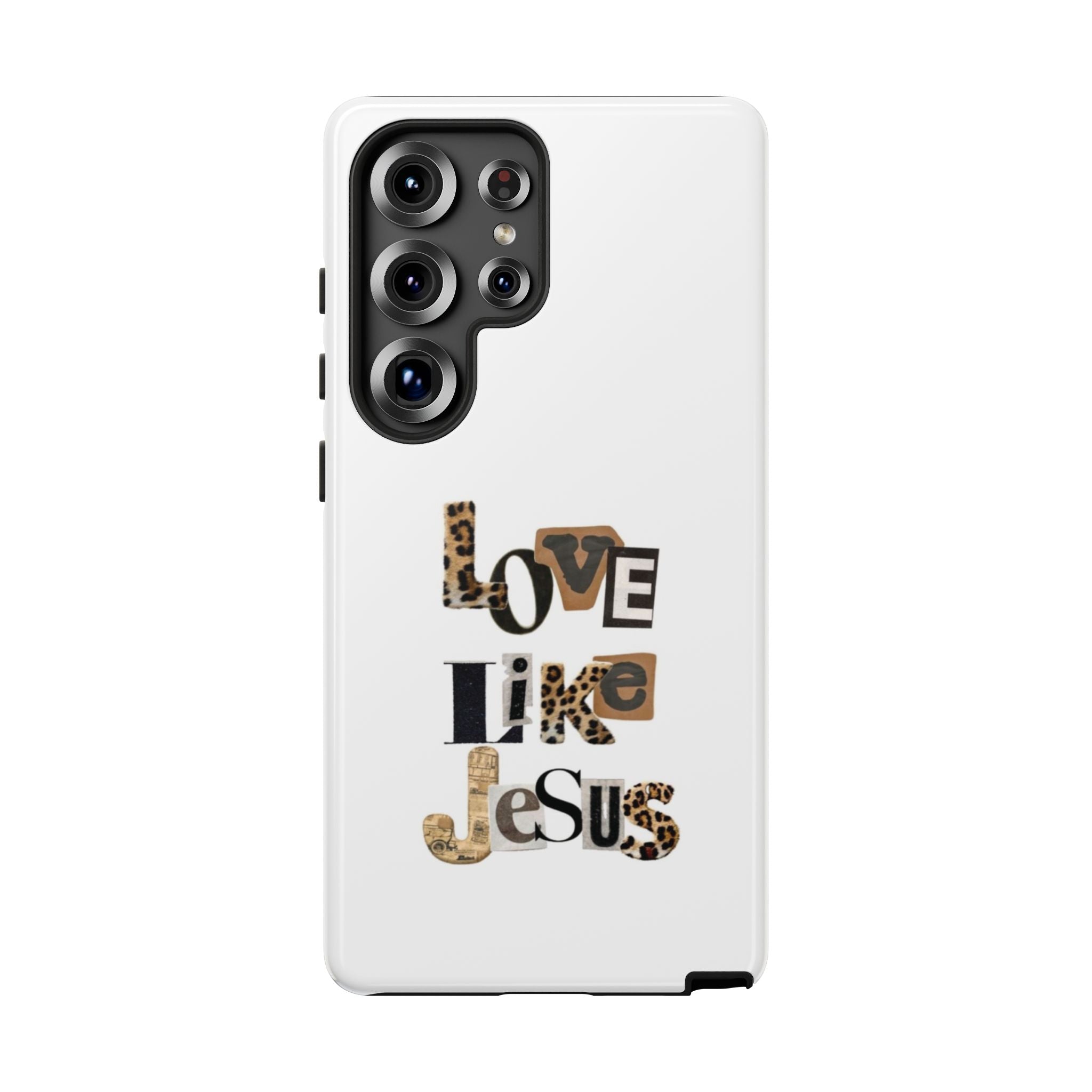 "Love Like Jesus" Leopard Print Christian Tough Phone Case