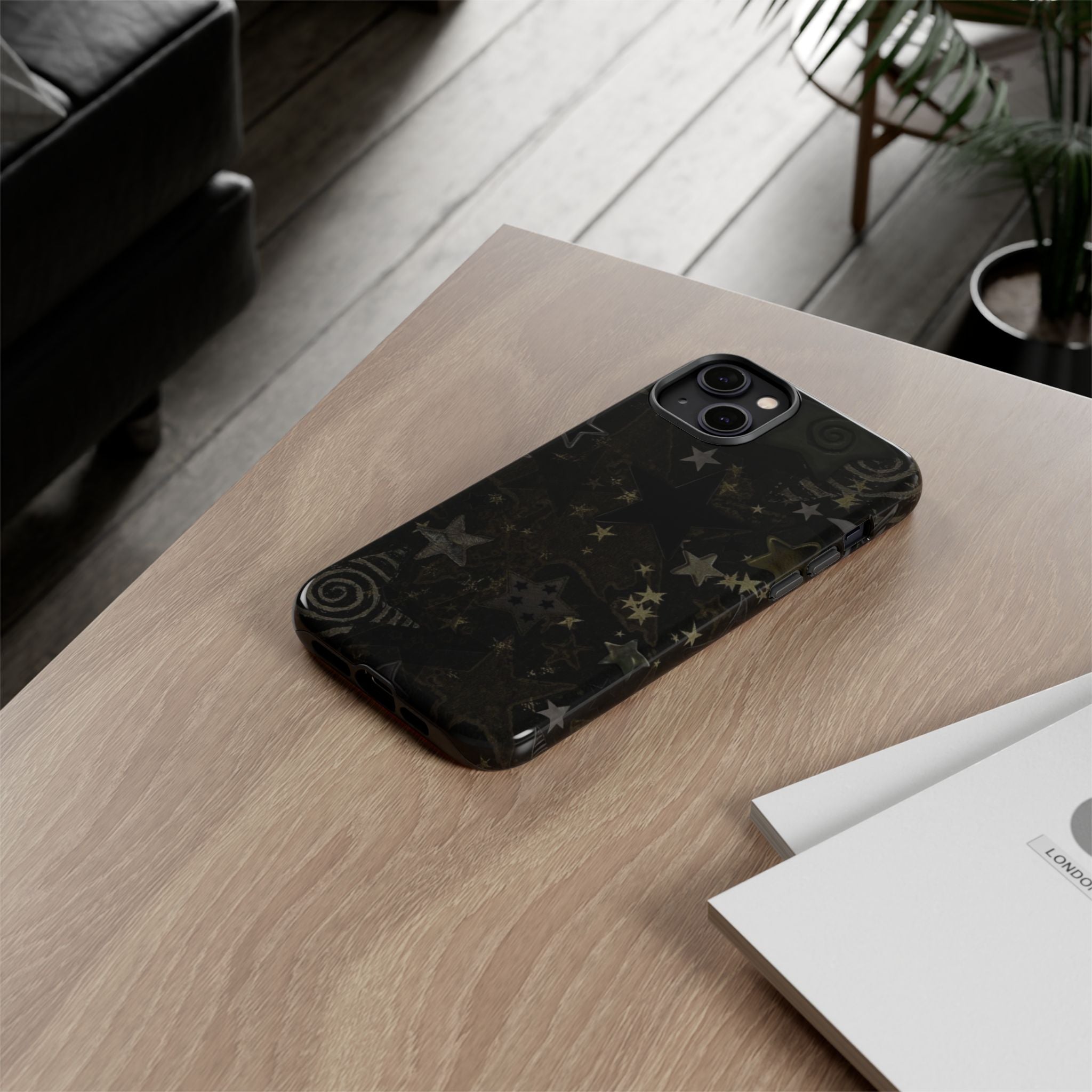 Black Starry iPhone Case – Protective Tough Case with Subtle Galaxy Pattern