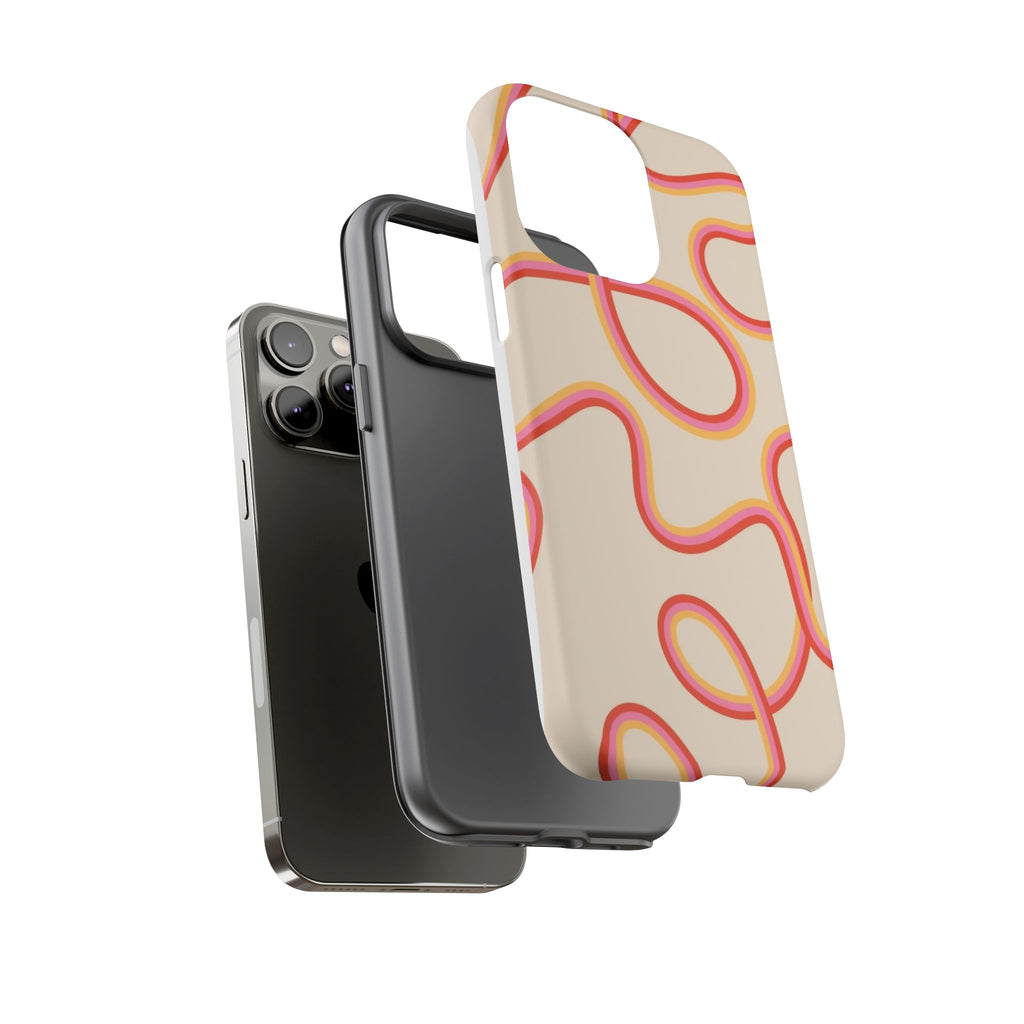 Retro Loop Pattern iPhone Case – Peach & Sunset Abstract Tough Case