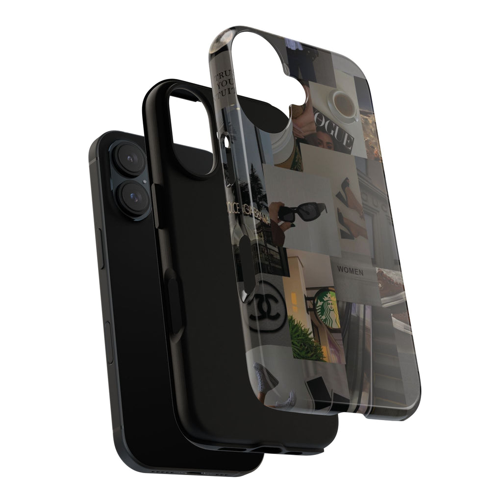 Collage Aesthetic Tough iPhone Case — Chic Cafe & Fashion Mood Board