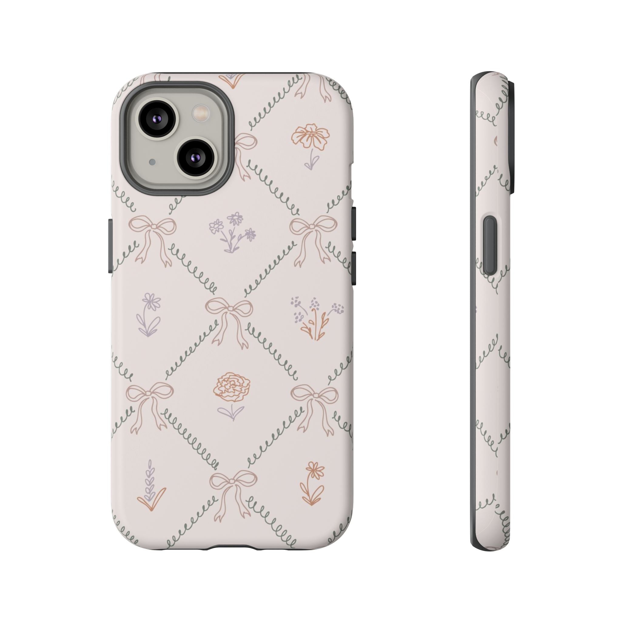 Floral Bow Pattern Tough iPhone Case