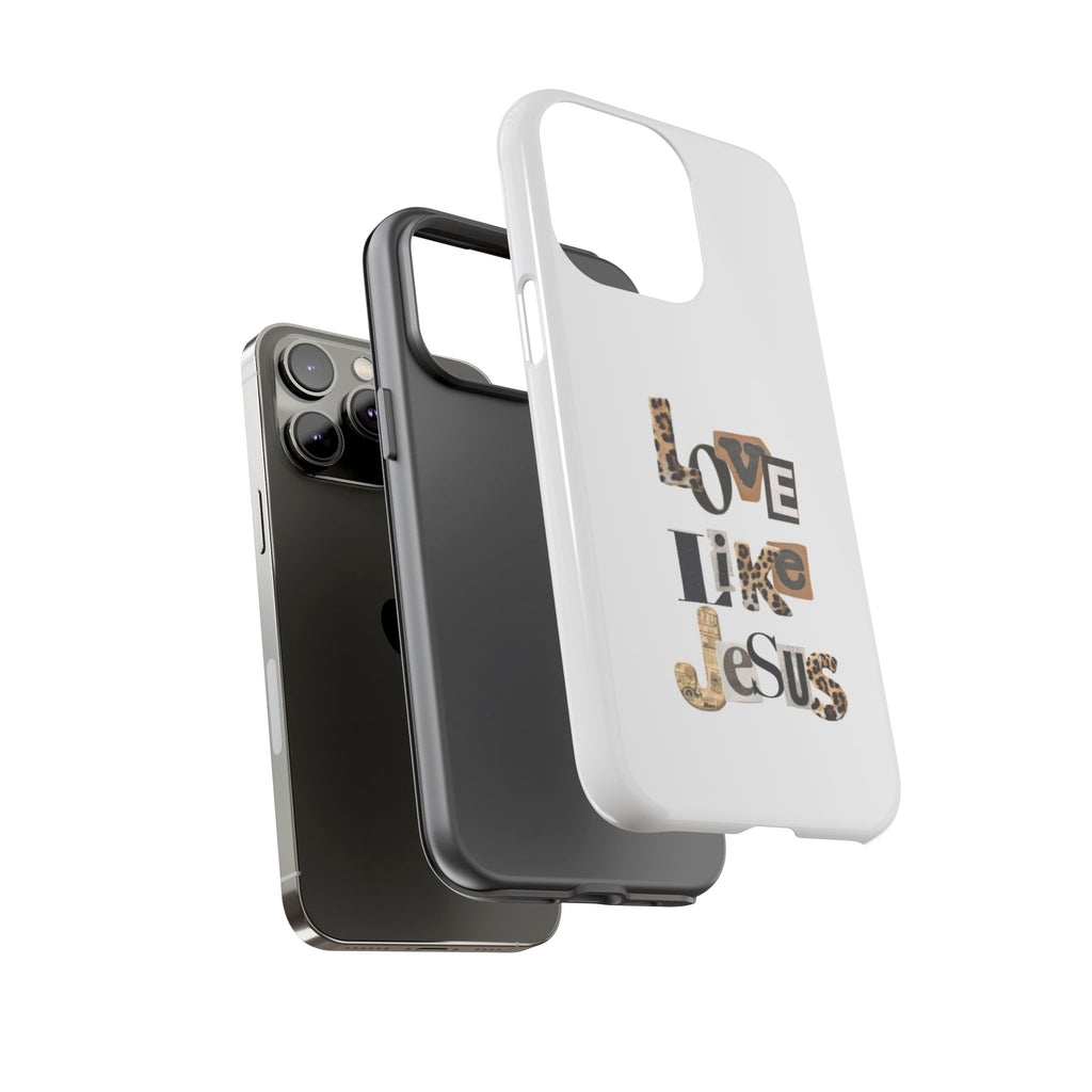 "Love Like Jesus" Leopard Print Christian Tough Phone Case